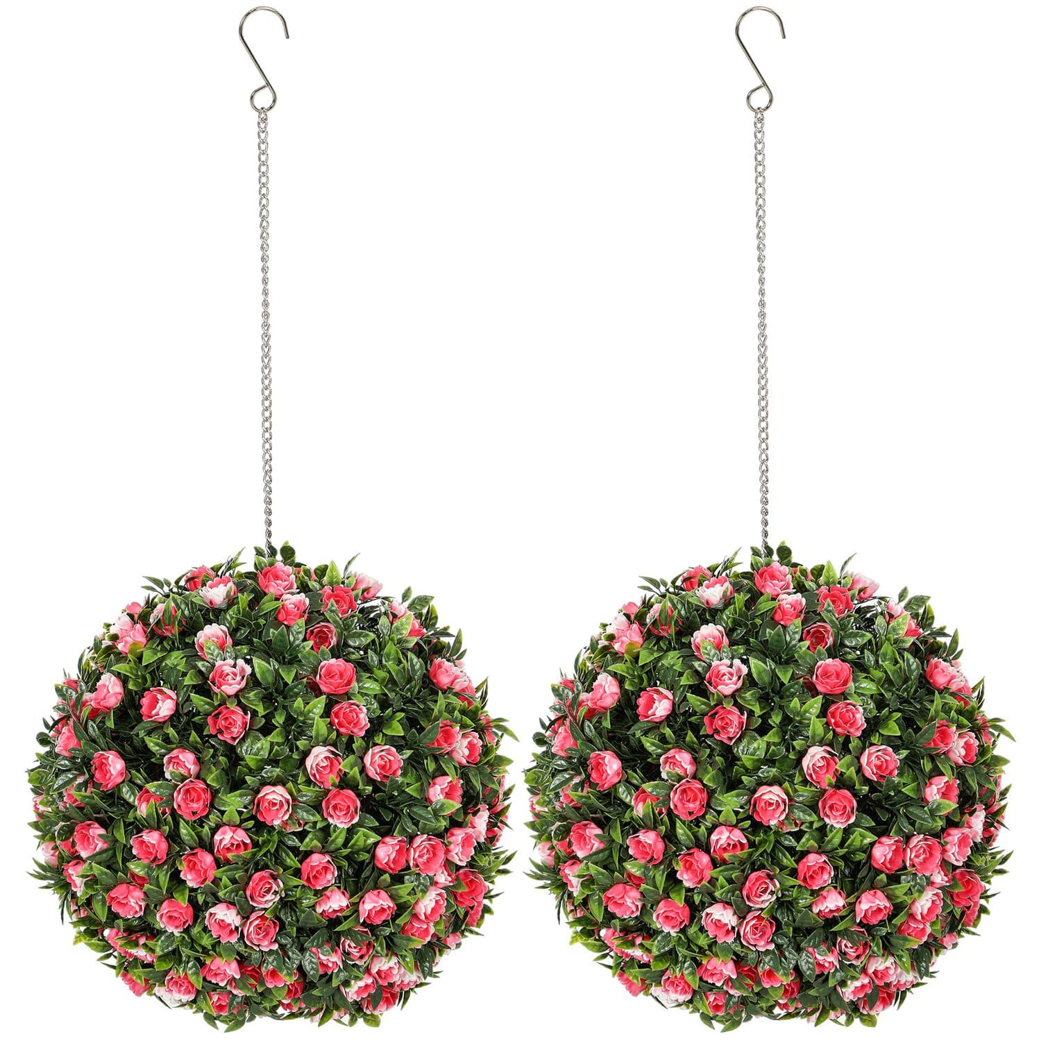 Vibrant Pink Rose Topiary Balls - Pink