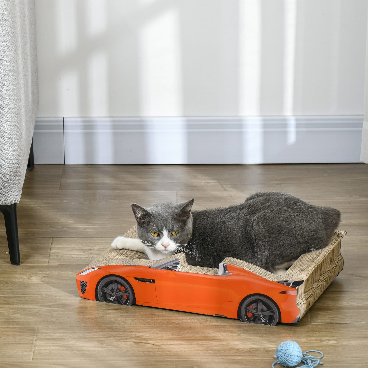 PawHut Car-Shaped Cat Scratching Board with Catnip - image 1
