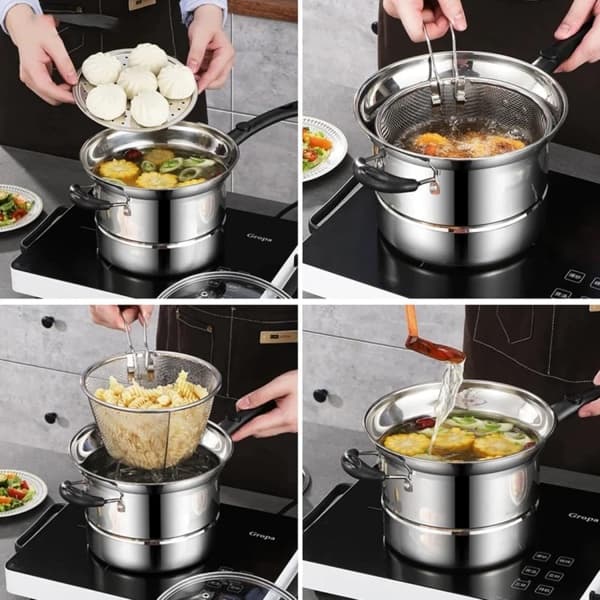 Stainless Steel Chip Pan for Frying and Steaming - image 1