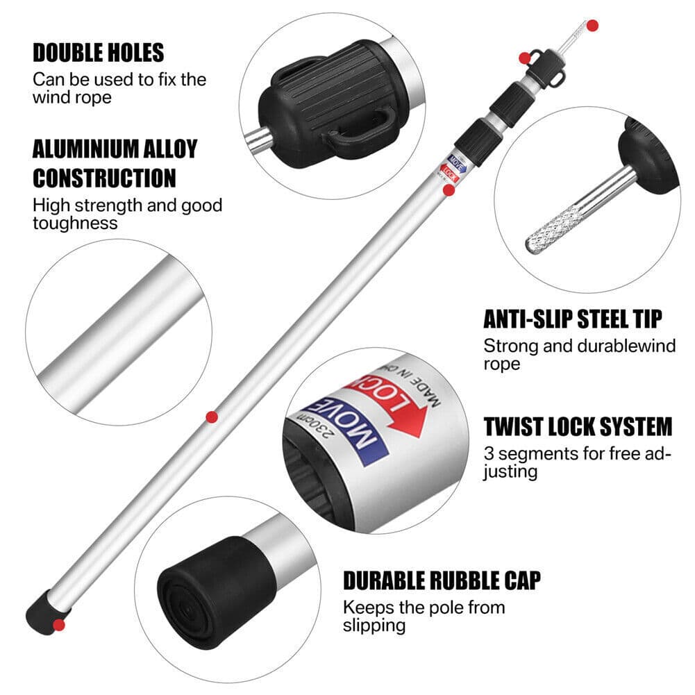 Telescopic Aluminium Awning Poles — Adjustable 90 to 230 cm - image 2