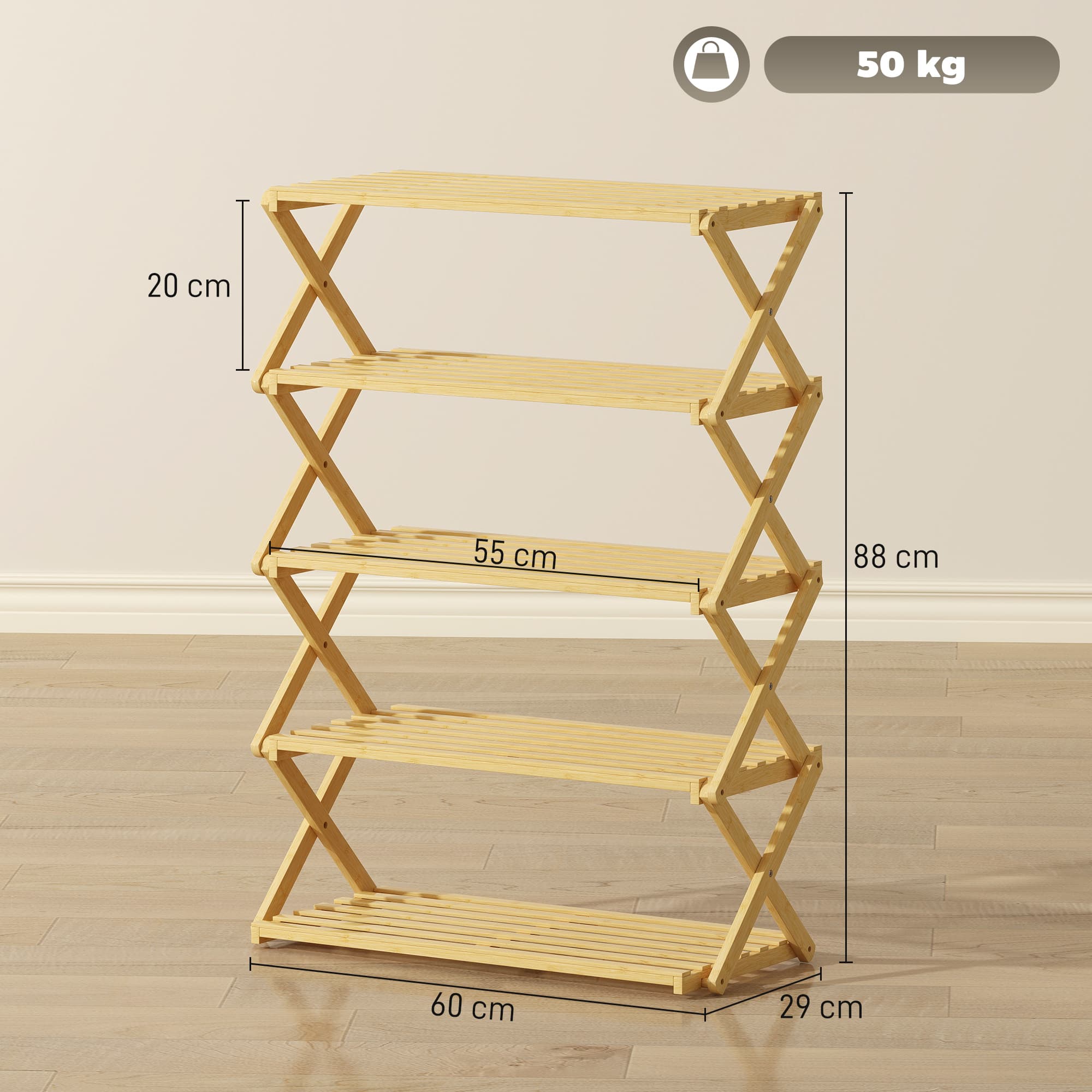 Compact Five-Tier Bamboo Shoe Rack That Folds Flat - image 4