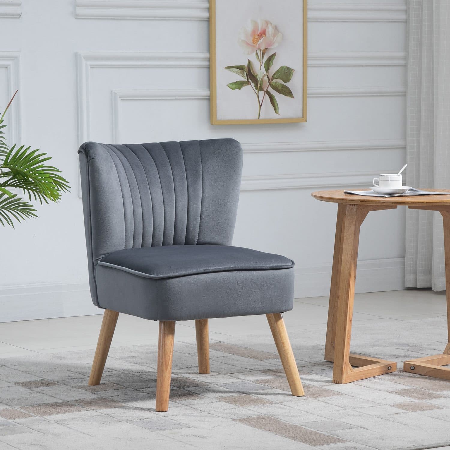 Grey Velvet Accent Chair - image 1