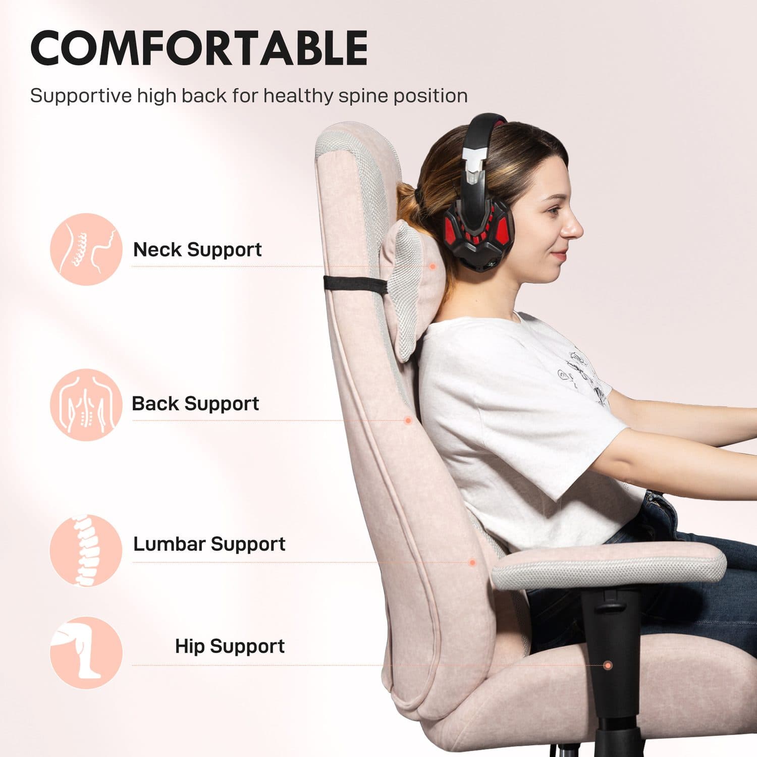 Ergonomic Pink Gaming Chair - image 1