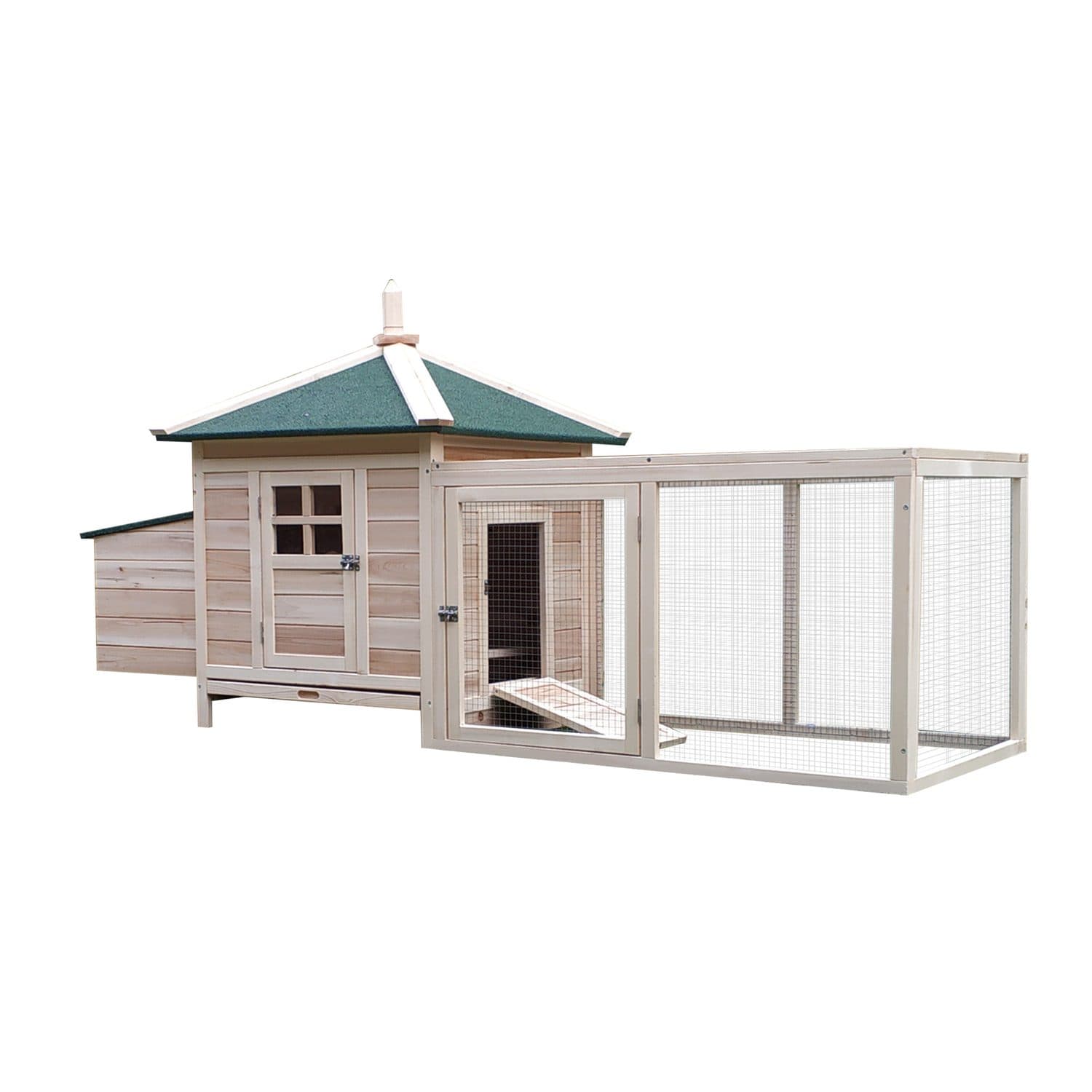 PawHut Wooden Chicken Coop with Outdoor Run