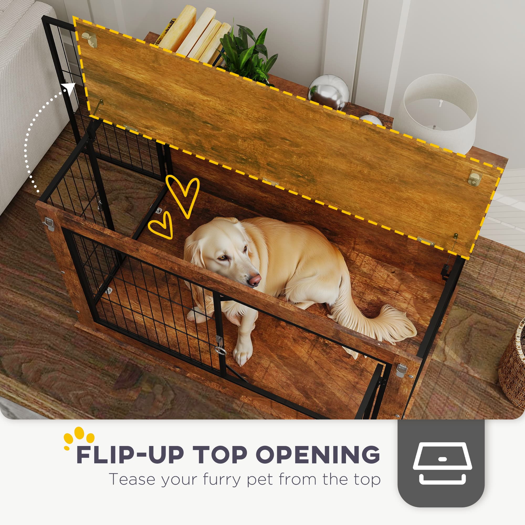 Large Dog Crate That Doubles as a Side Table, Rustic Brown - image 2