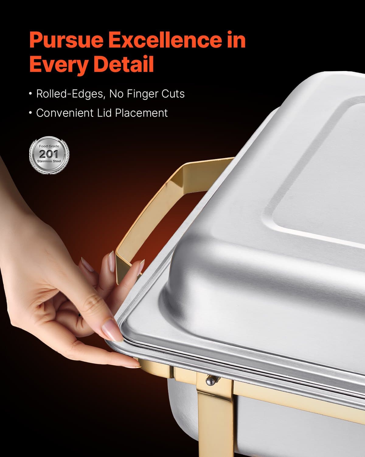 Gold Chafing Dish Buffet Set for Parties & Banquets (4-Pack) - image 1