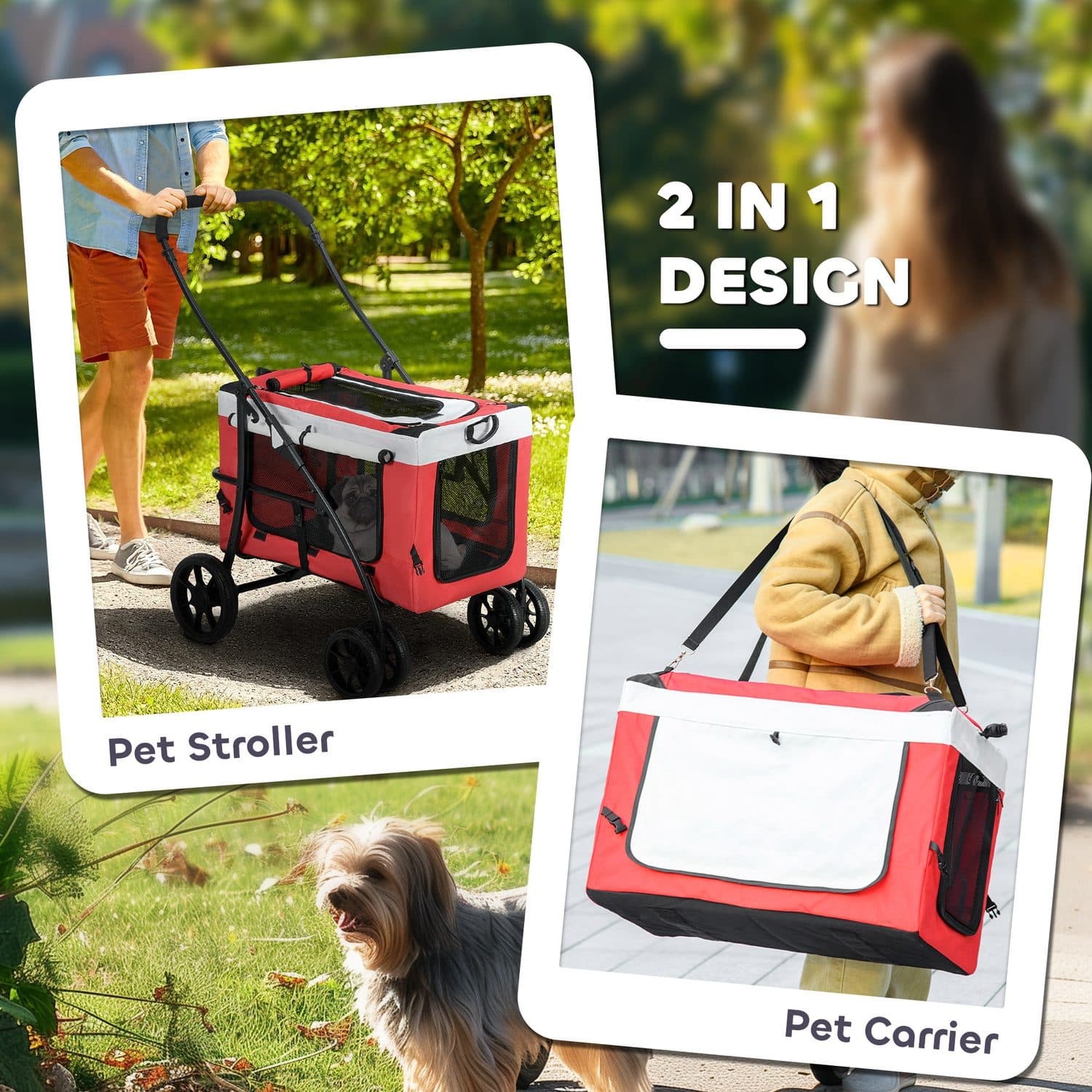Foldable Pet Stroller with Detachable Carrier - image 1