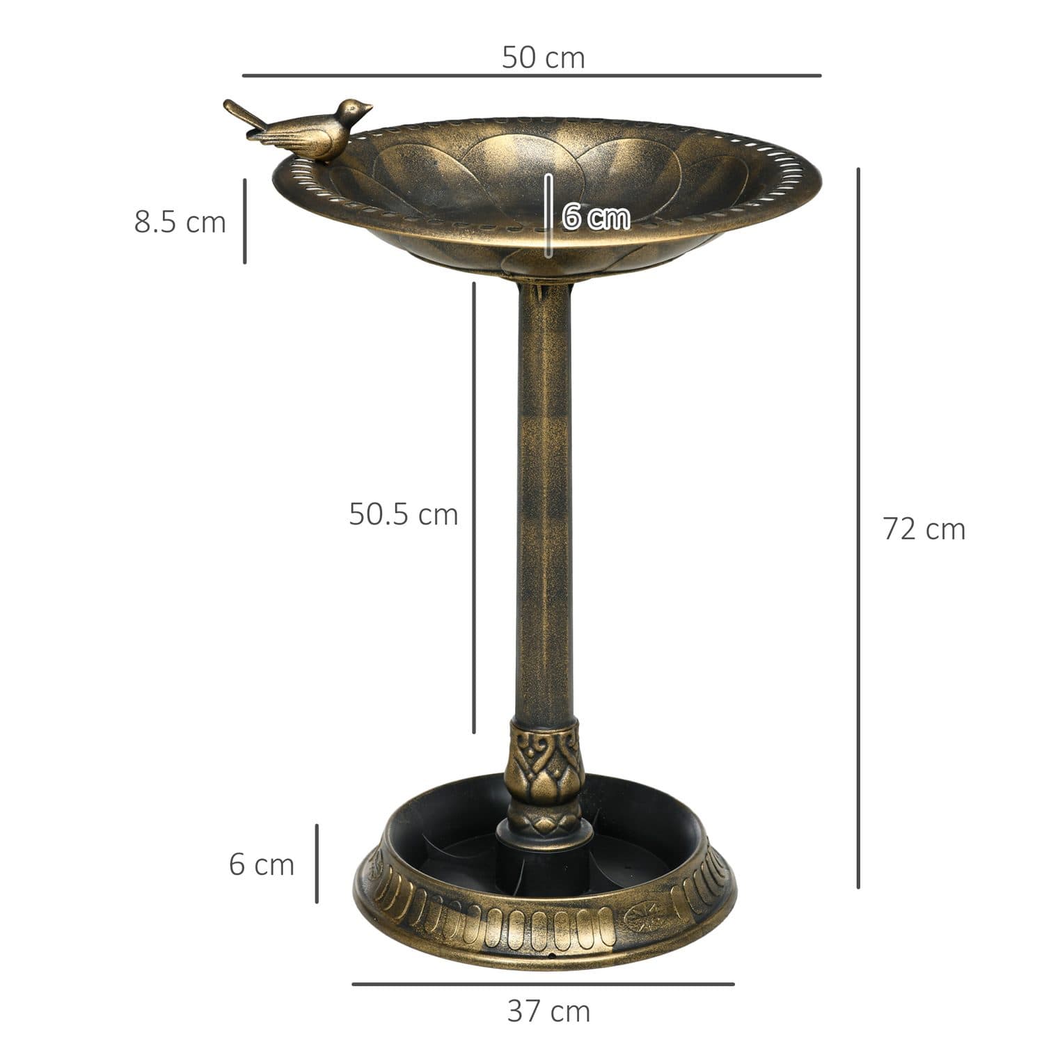 Vintage-Style Bird Bath with Flower Planter Base, Bronze Tone - image 2