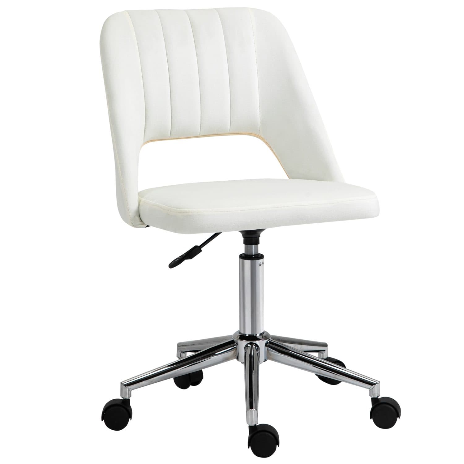 Cream Velvet Office Chair - Cream White
