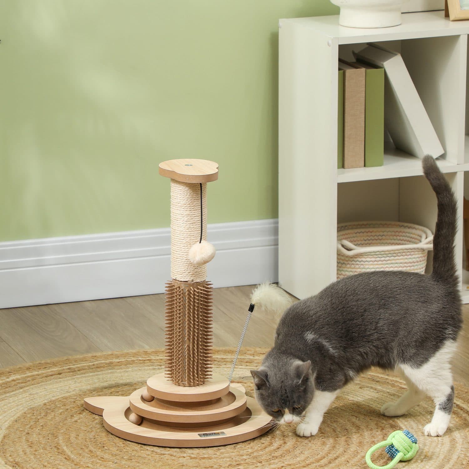 5-in-1 Cat Scratching Post with Sisal Post and Track Balls - image 4
