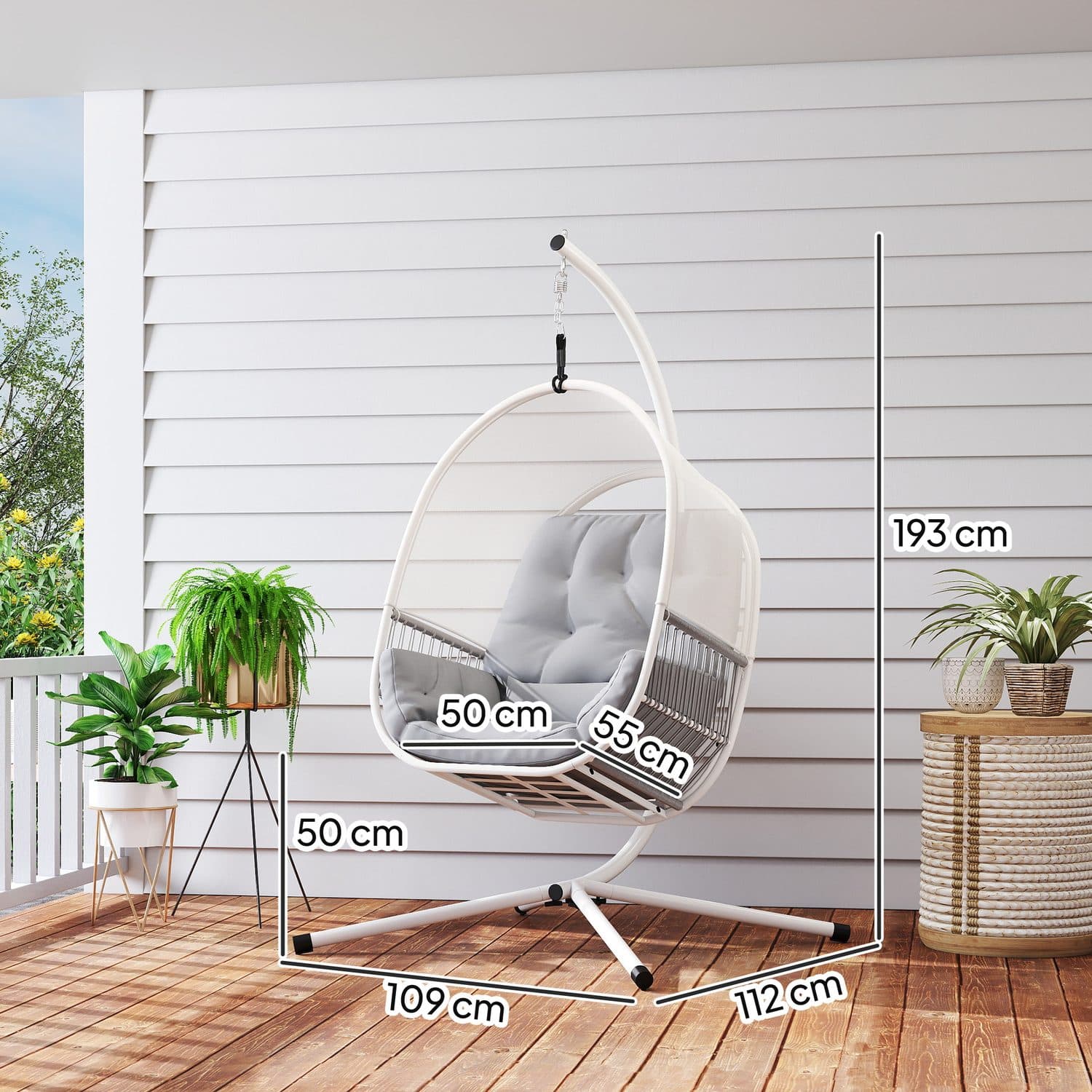 Light Grey Hanging Egg Chair - image 4