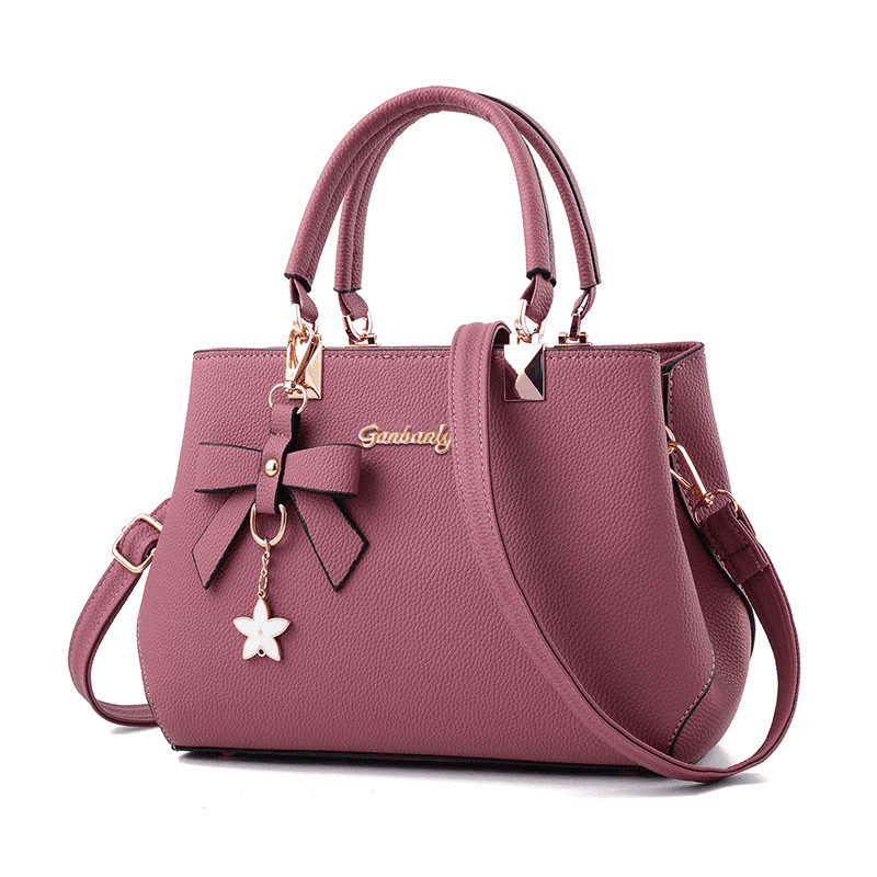 Pink Top Handle Bag with Crossbody Strap - Default