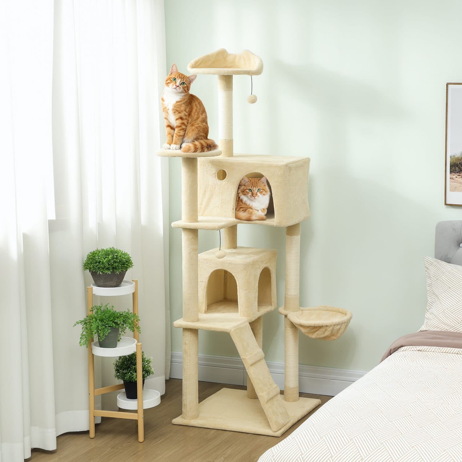 Cat tree with two condos, hammock and sisal scratching posts - image 3
