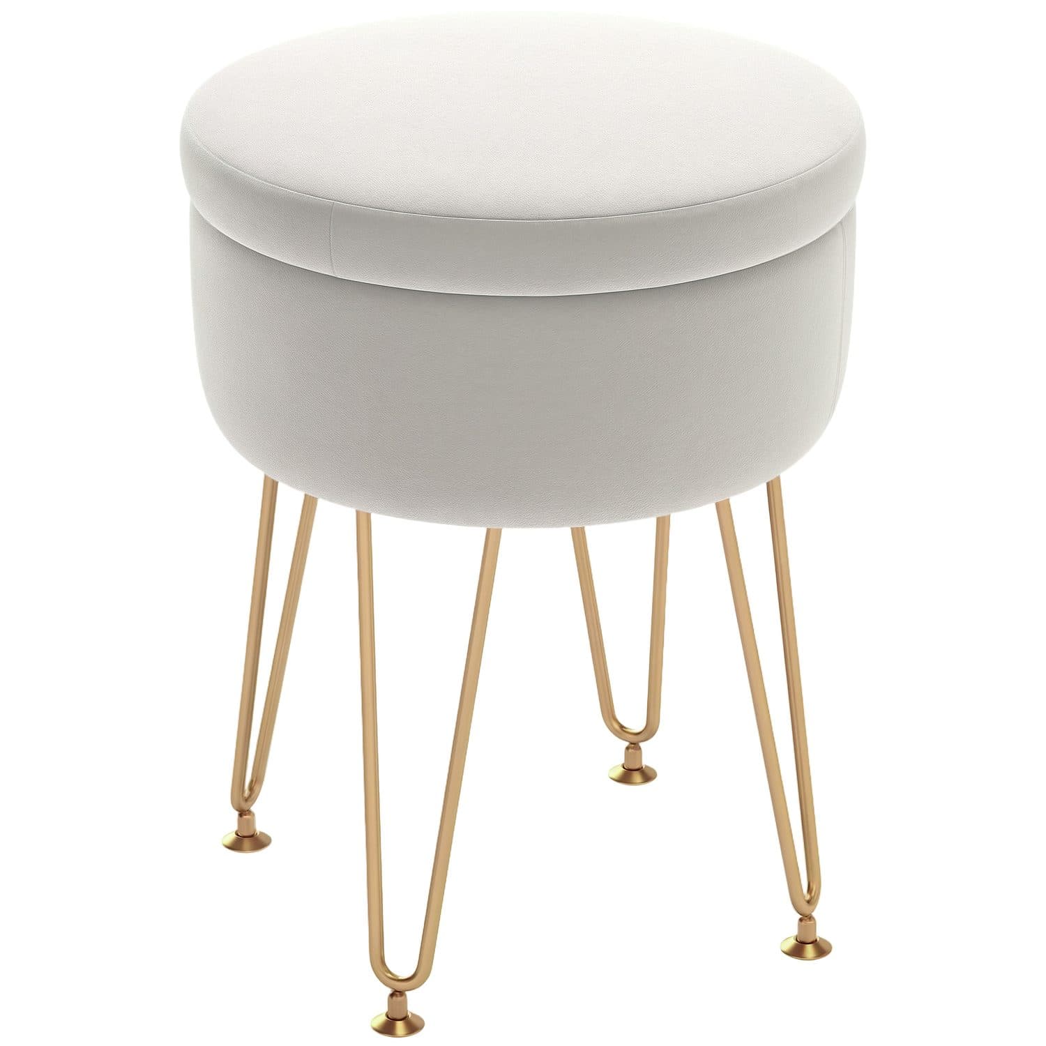Cream white storage ottoman with hidden 5L space - Cream
