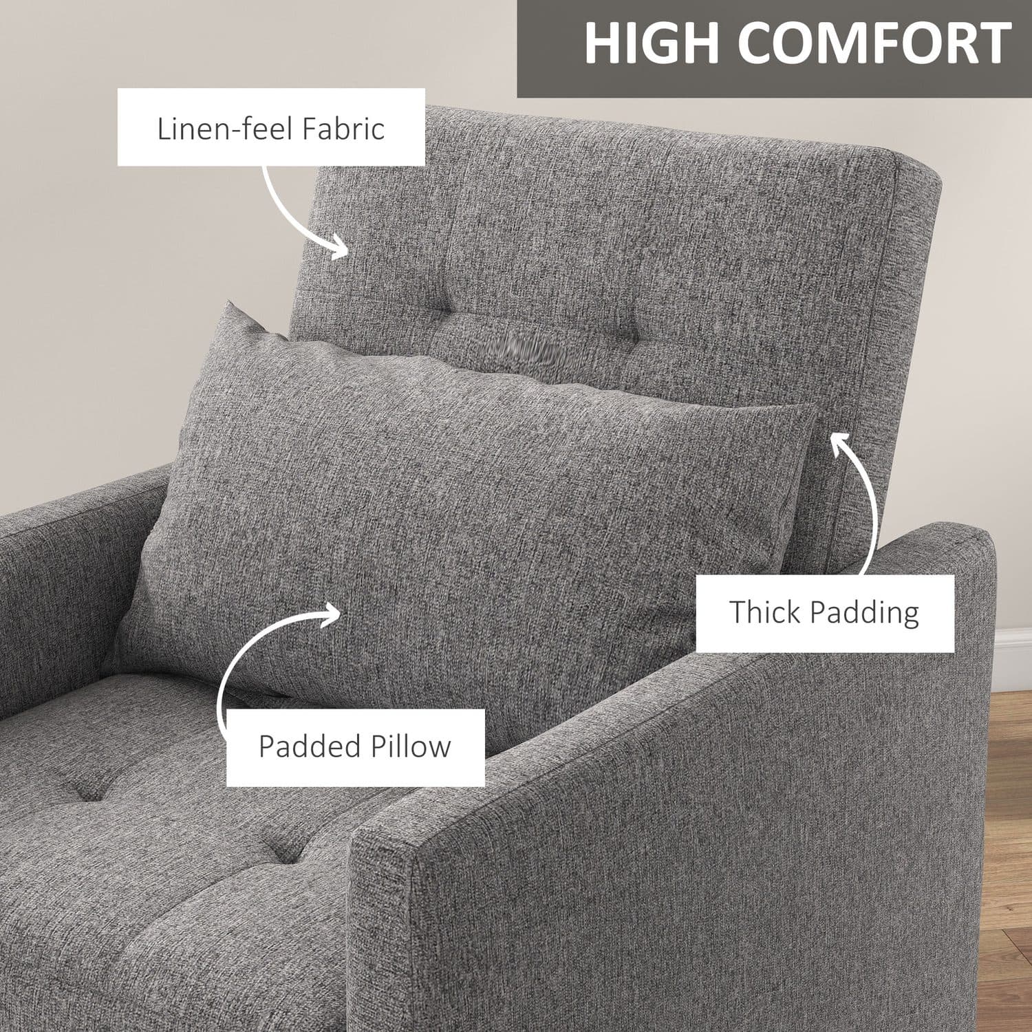 Grey 3-in-1 Chair Bed - image 5