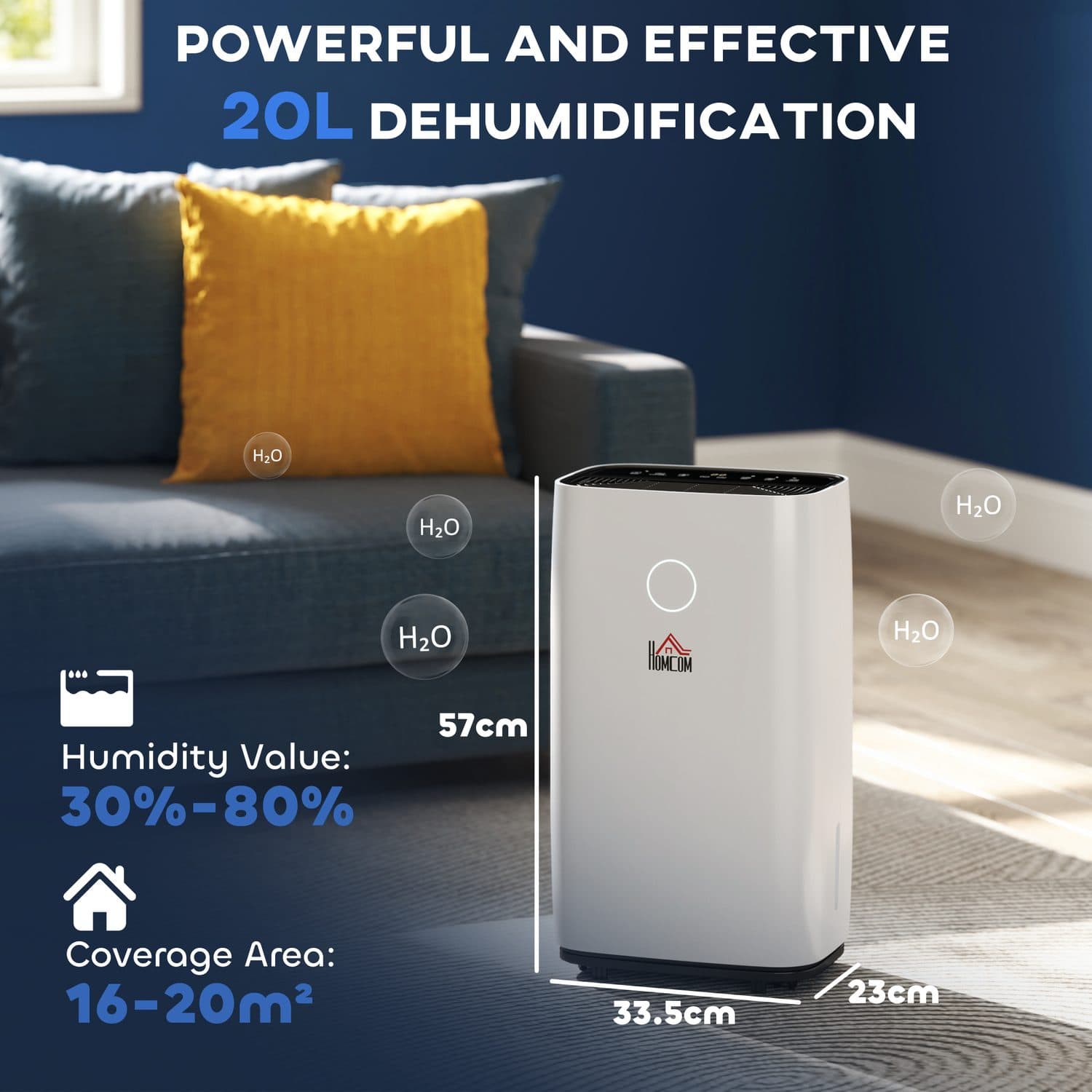 Compact Portable Dehumidifier — 20 Litres a Day with LED Controls - image 5