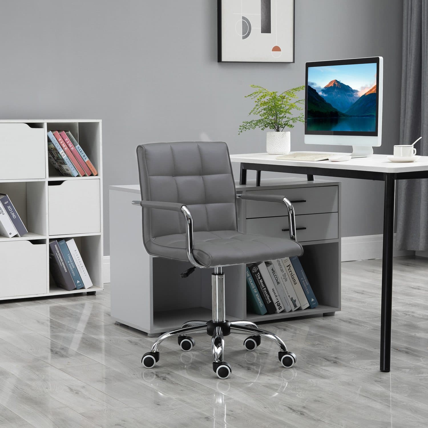 Vinsetto Grey Leather Office Chair - image 5