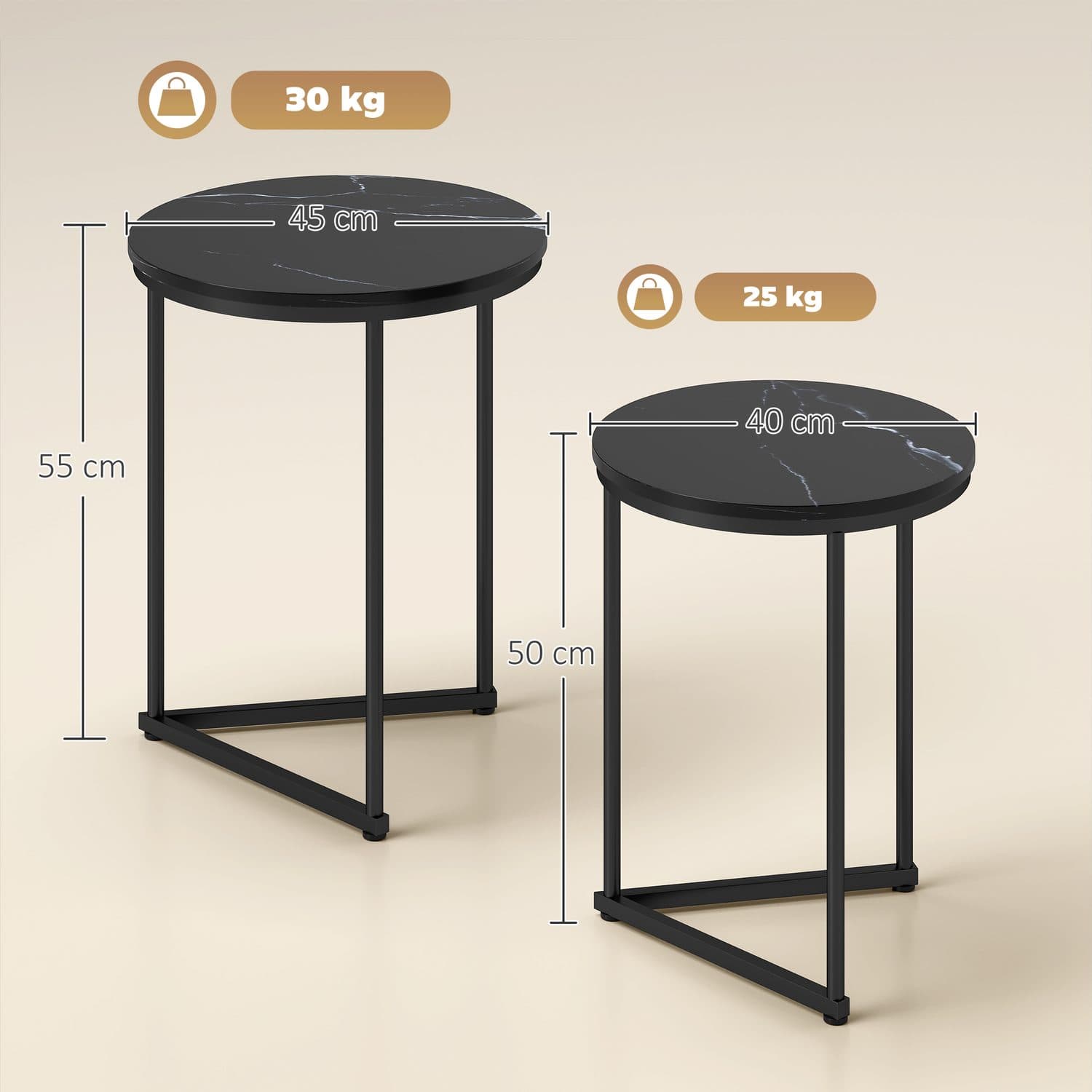 Two Black Marble-Effect Nesting Tables for Any Room - image 1