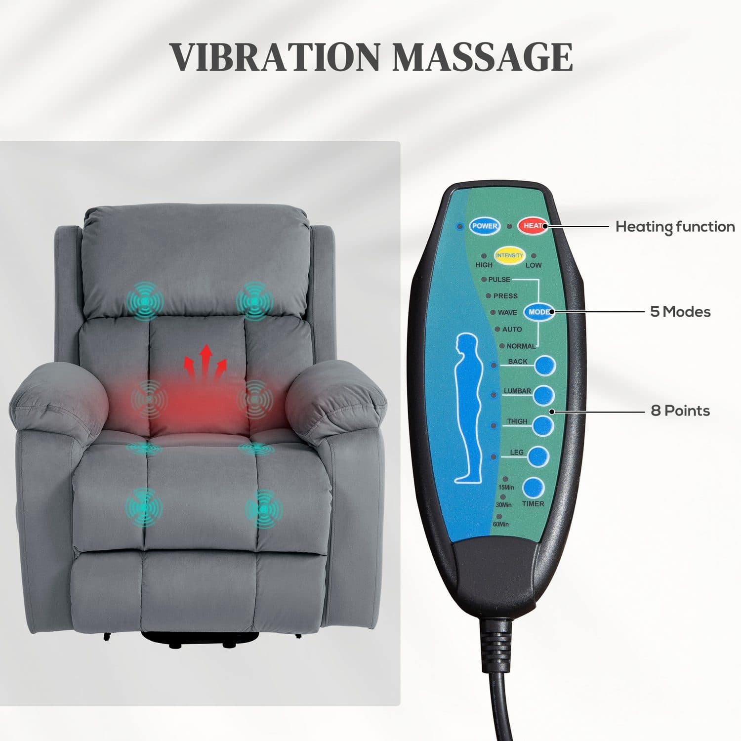 Eight-Point Massage Lift Chair with Heat and Remote - image 4