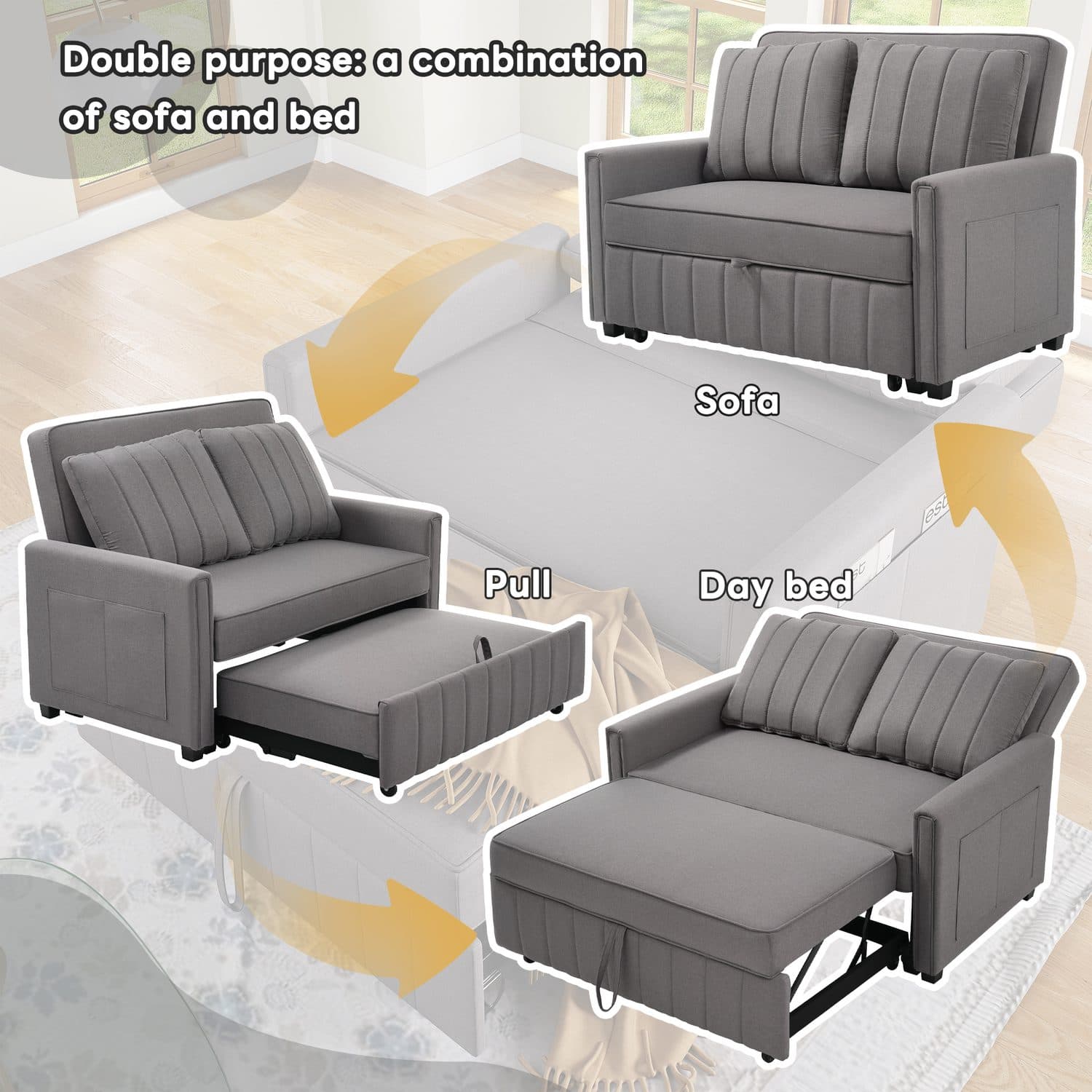 Dark Grey Folding Sofa Bed - image 5
