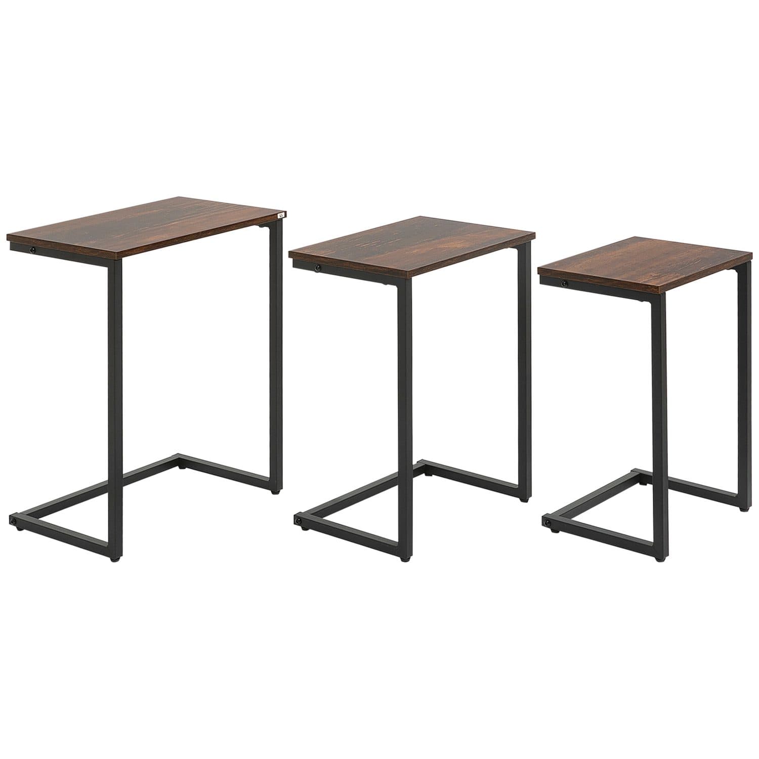 Rustic C-Shaped Nesting Tables - Rustic Brown