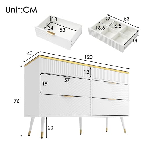 Contemporary White 6-Drawer Sideboard Cabinet - image 5