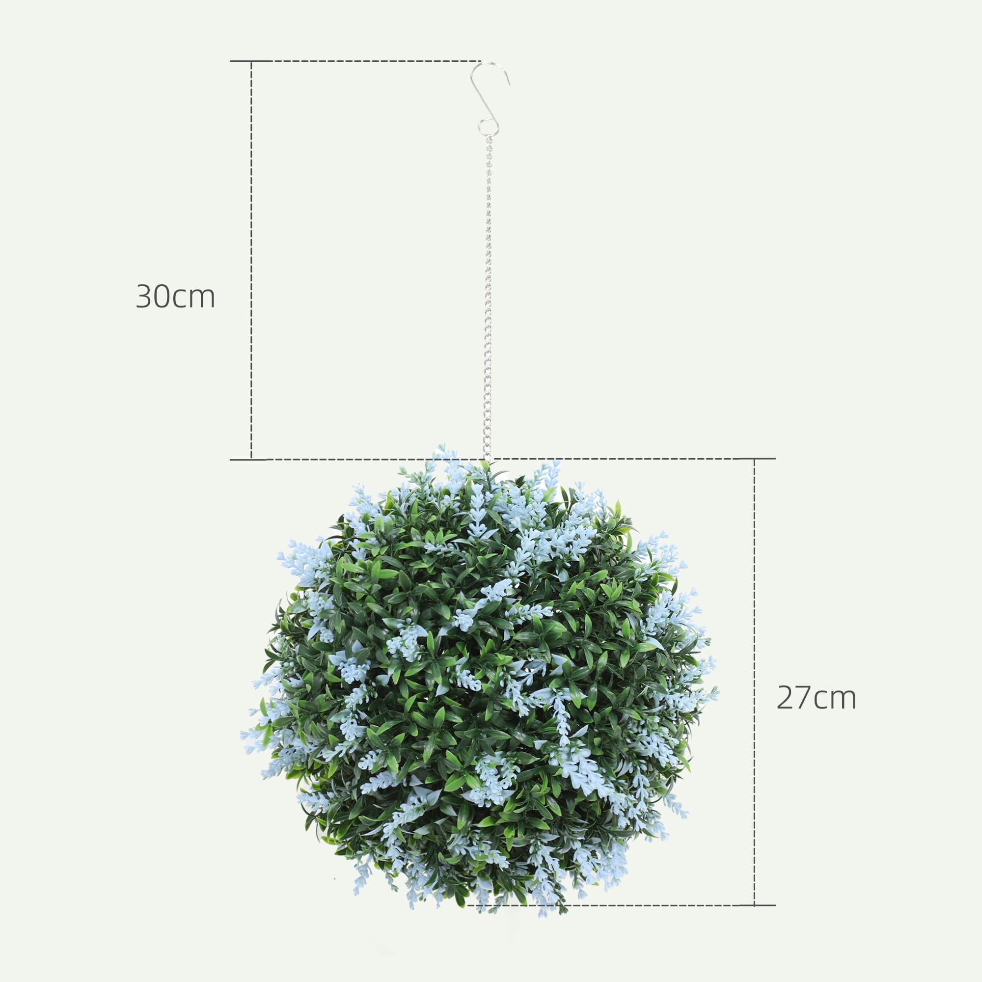 Pair of Artificial Blue-Flowered Topiary Balls with Hanging Chain - image 5