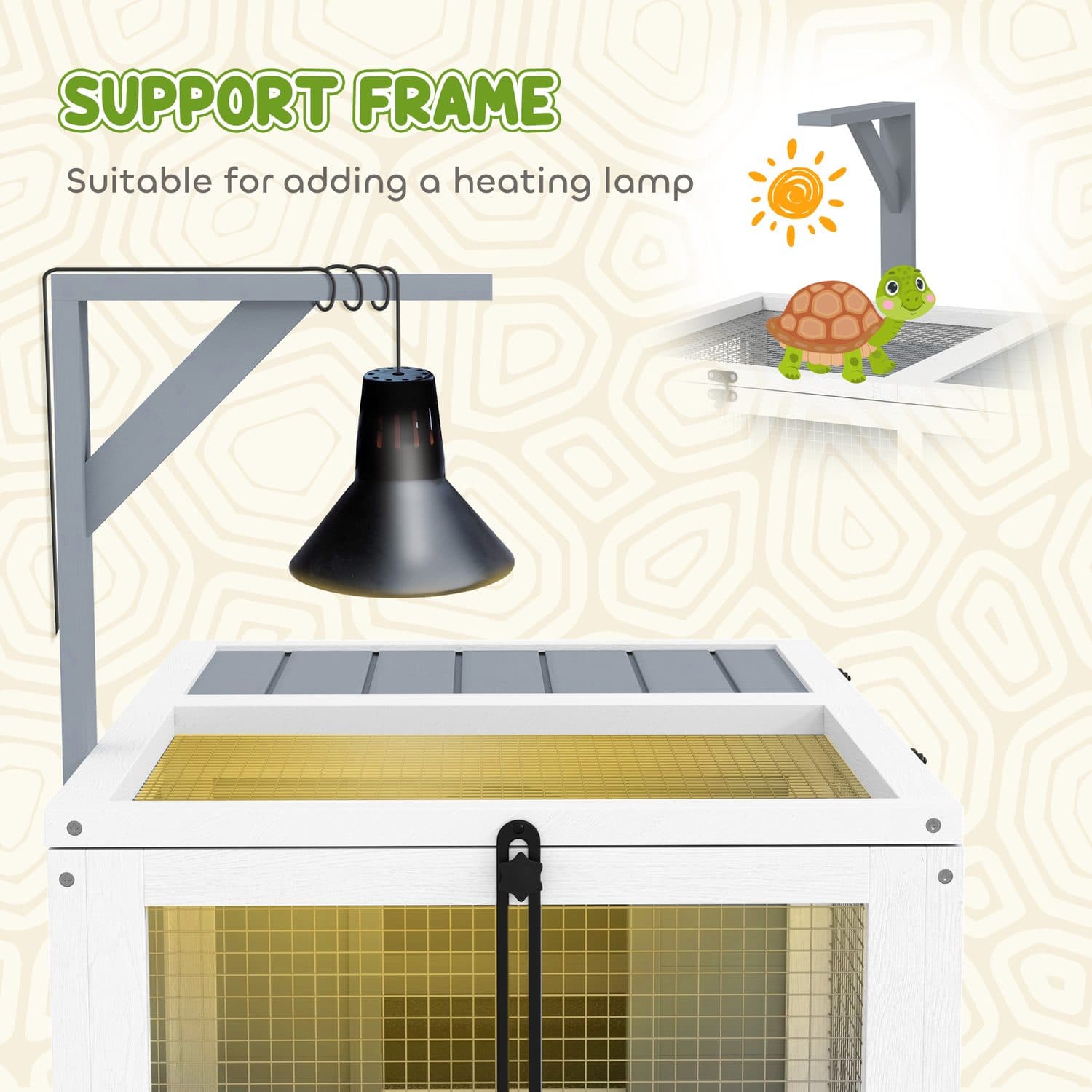 PawHut Wooden Tortoise Enclosure, Light Grey - image 1