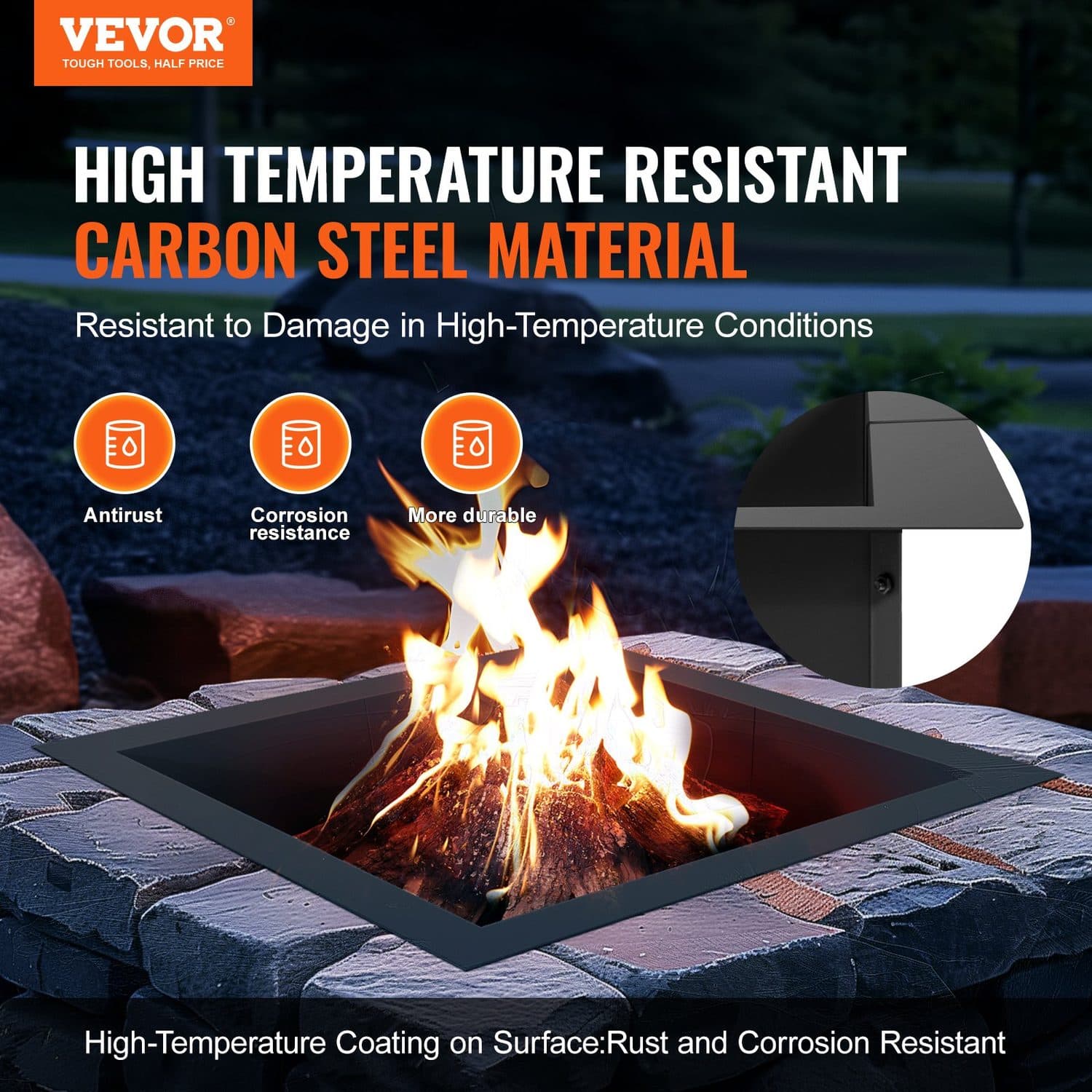36 Inch Square Fire Pit Ring for DIY Outdoor Fires - image 3