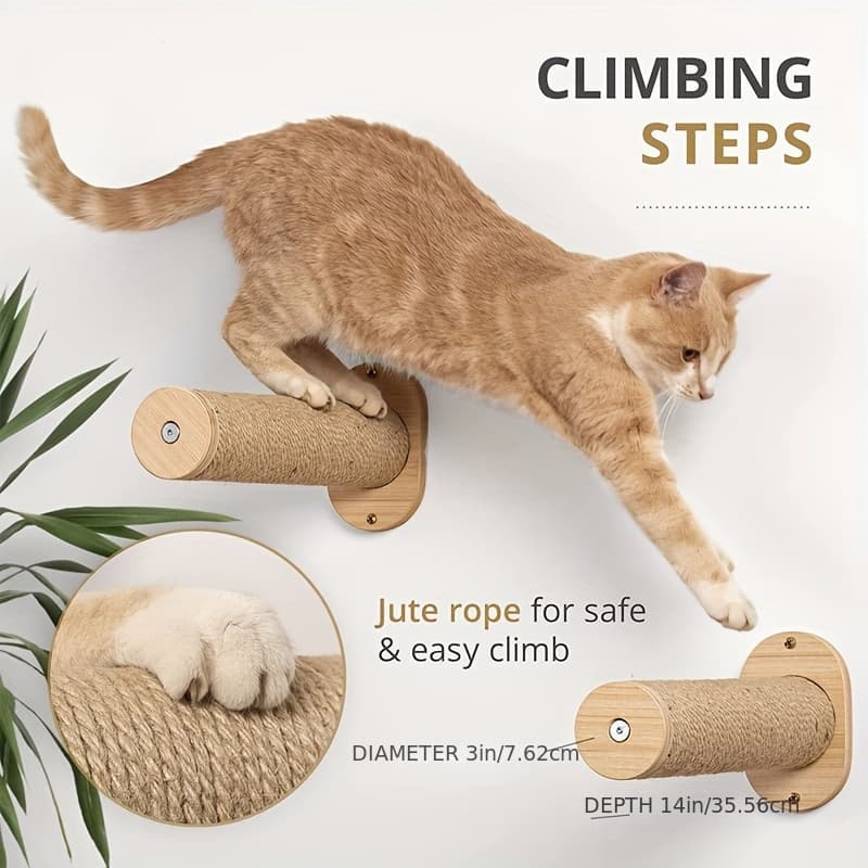 Wall-Mounted Cat Scratching Posts — Pine and Sisal, Pack of 2 - image 5