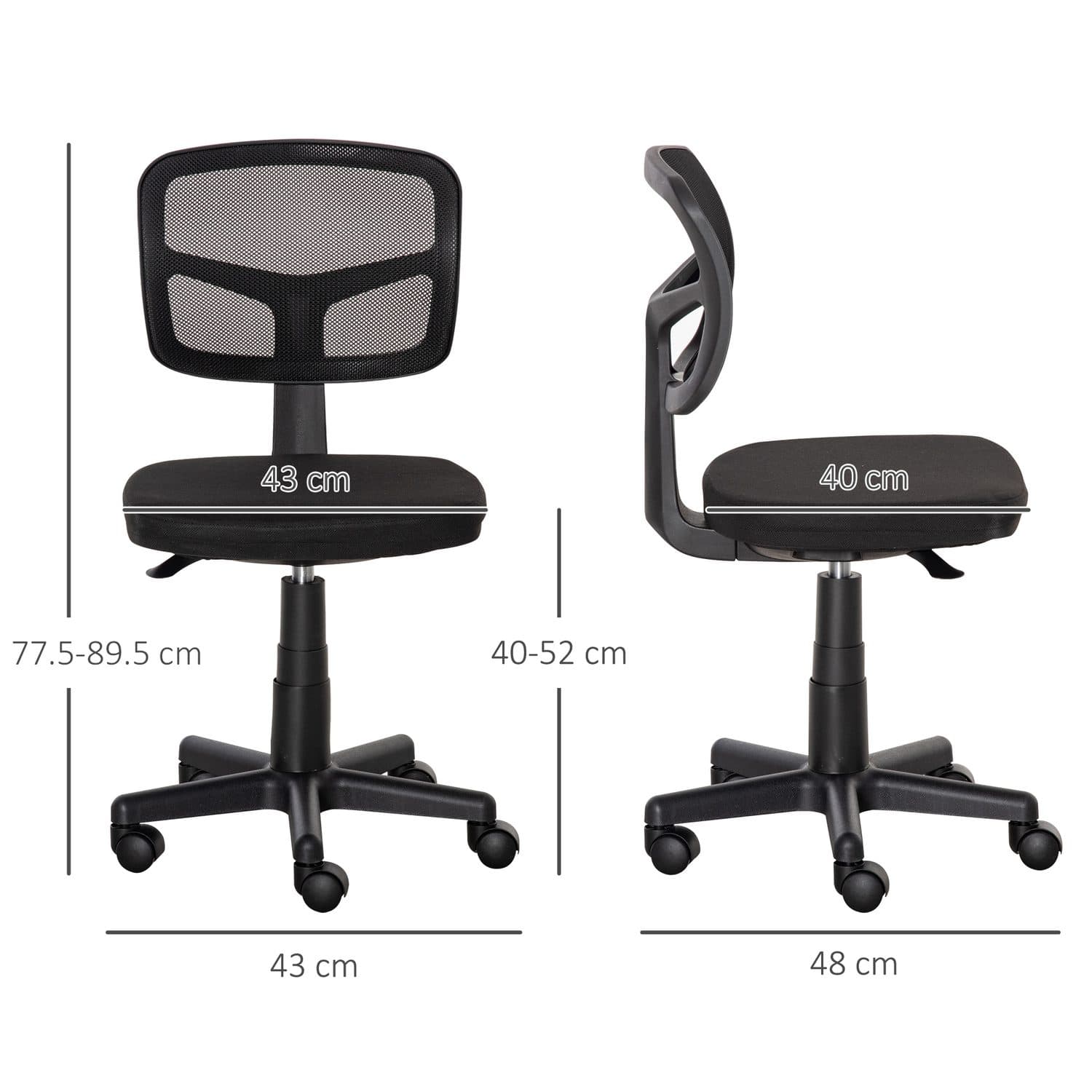 Compact Armless Mesh Office Chair With 360° Swivel - image 5