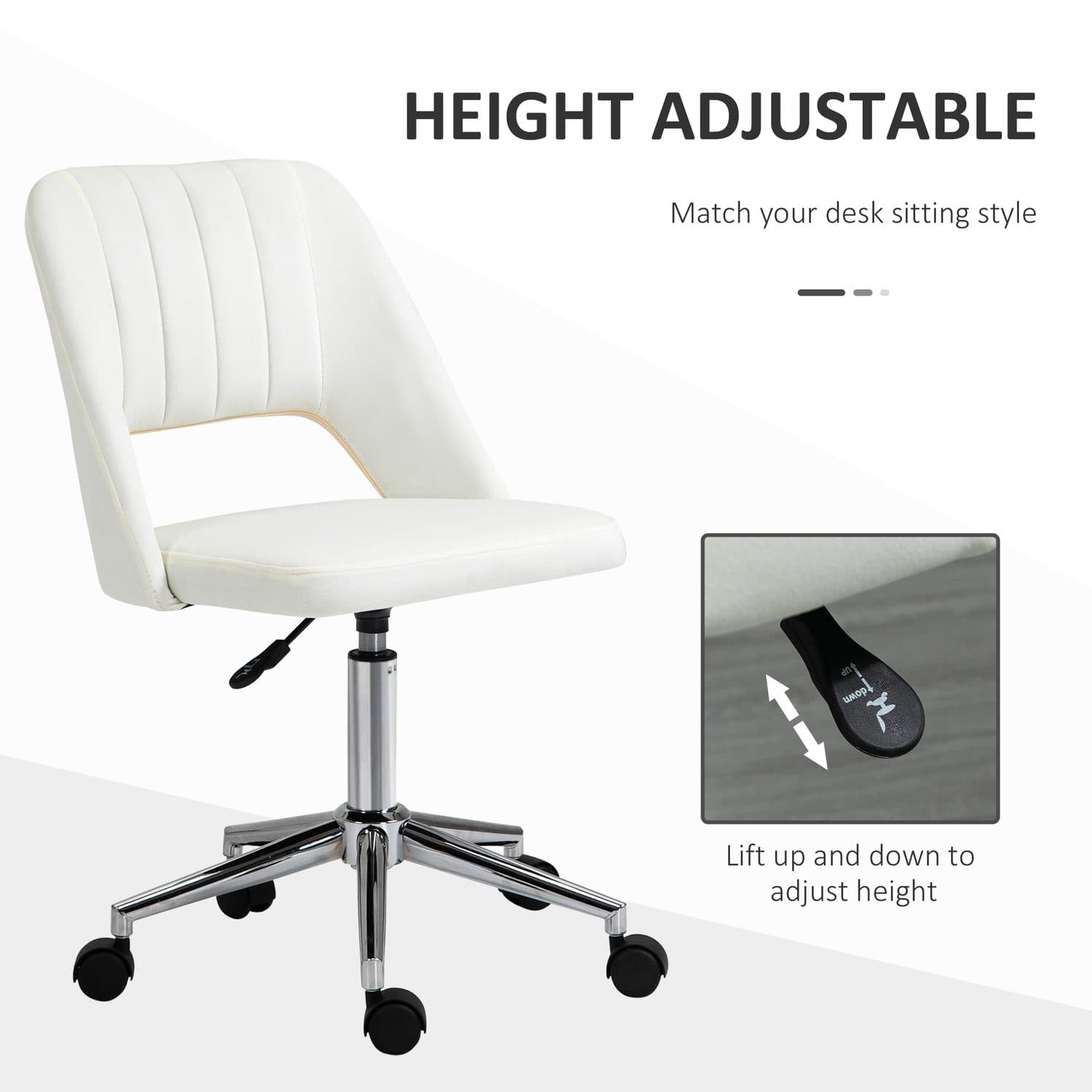 Cream Velvet Office Chair - image 1