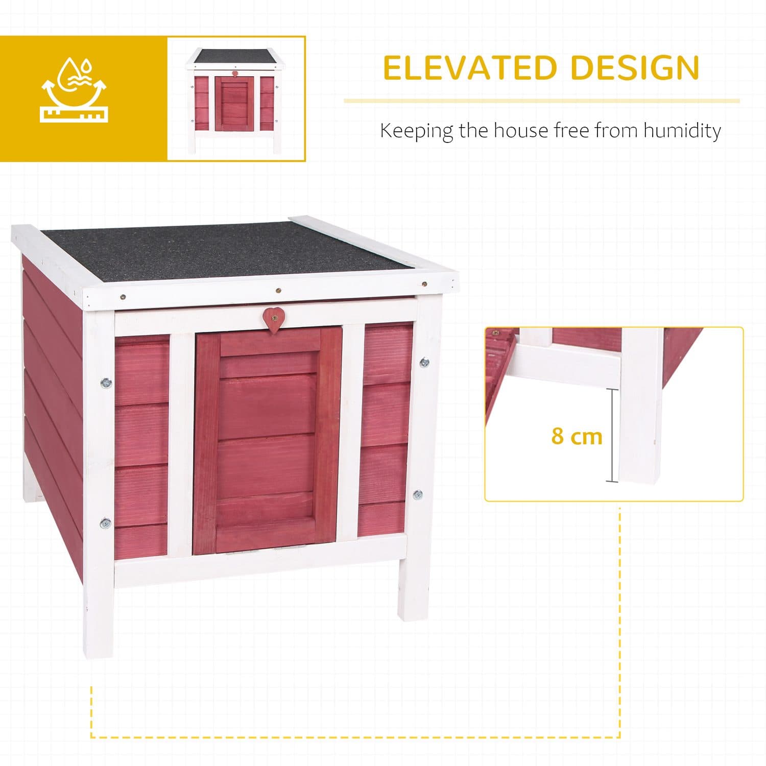 PawHut Wooden Rabbit Hutch with Ramp Access, 51 x 42 x 43cm - image 3