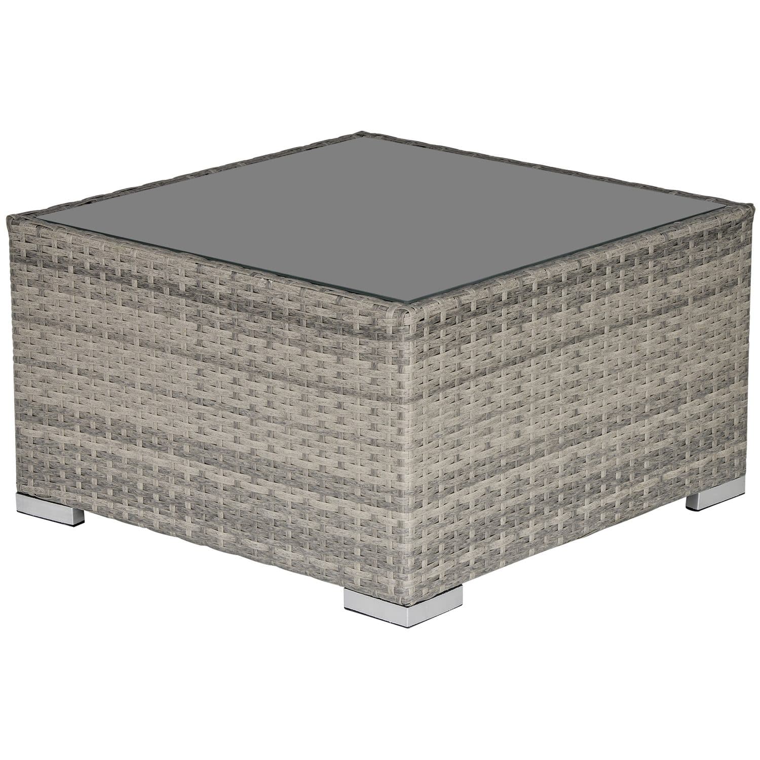 Grey Rattan Square Garden Table - Grey