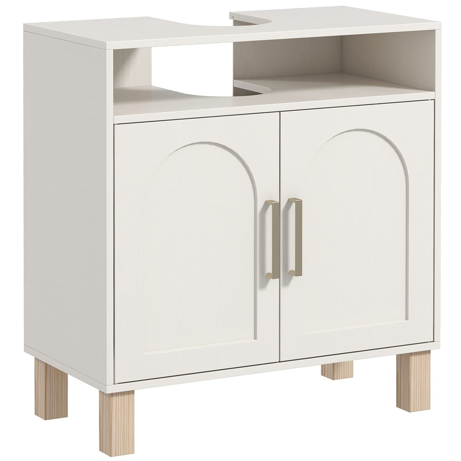 Under-Sink Cabinet with U-Shaped Basin Cut-Out - Cream