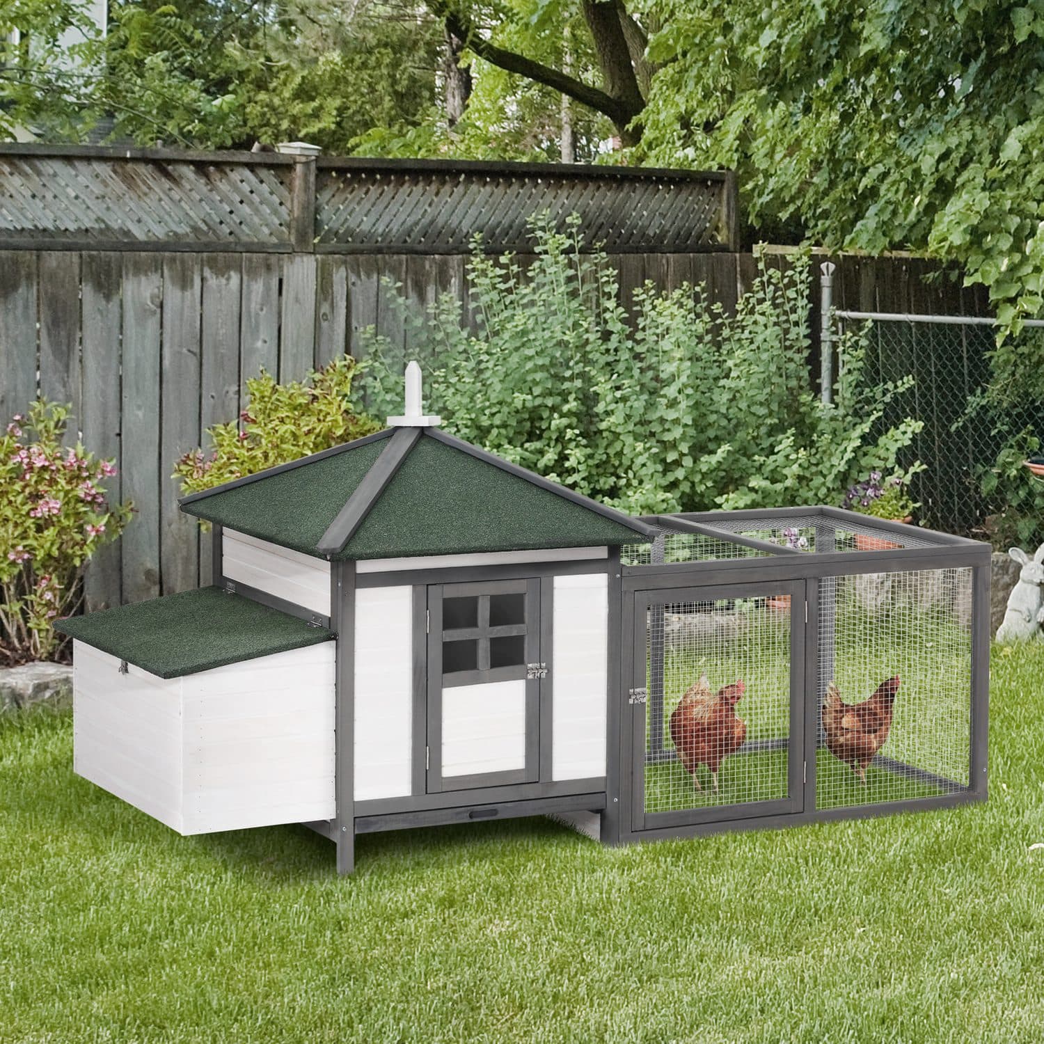 PawHut Chicken Coop with Nesting Box and Outdoor Run - image 5