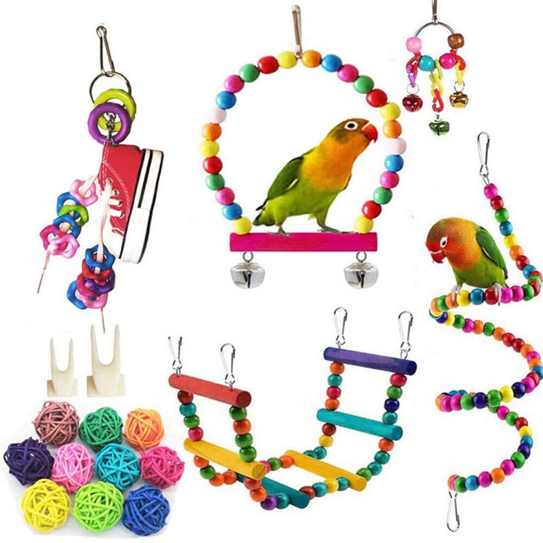 21-Piece Bird Toy Set for Budgies, Cockatiels & Parrots - image 9