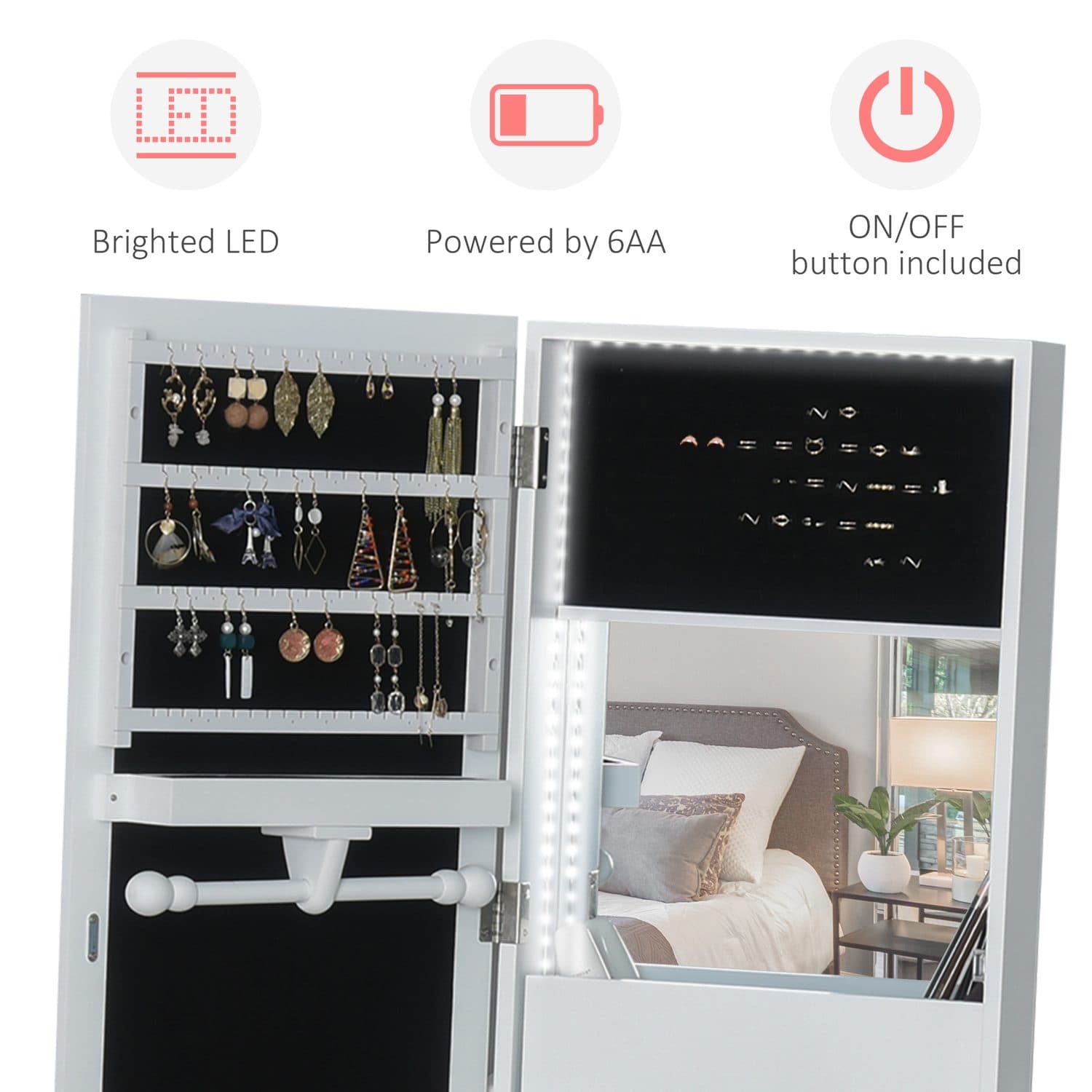 White LED Jewellery Cabinet - image 2