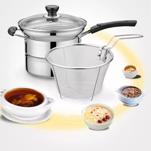 Stainless Steel Chip Pan for Frying and Steaming - image 5