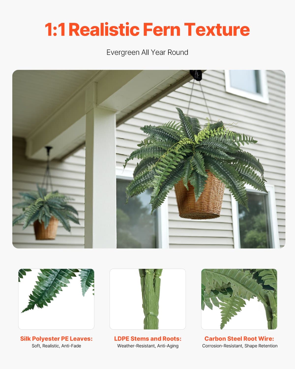 Large Artificial Boston Ferns for Effortless Greenery (2 Pack) - image 4