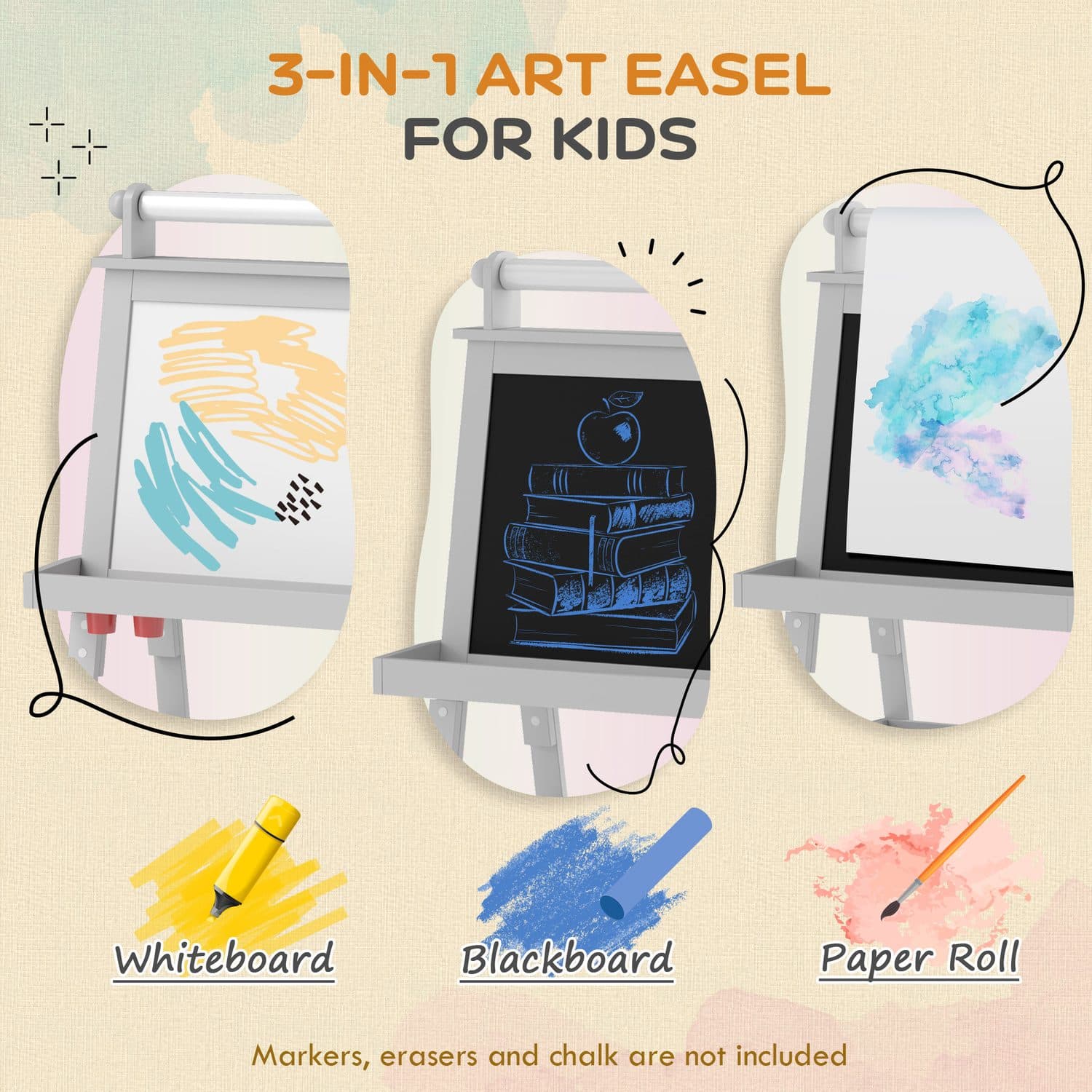 A grey kids easel for drawing, painting and play - image 3
