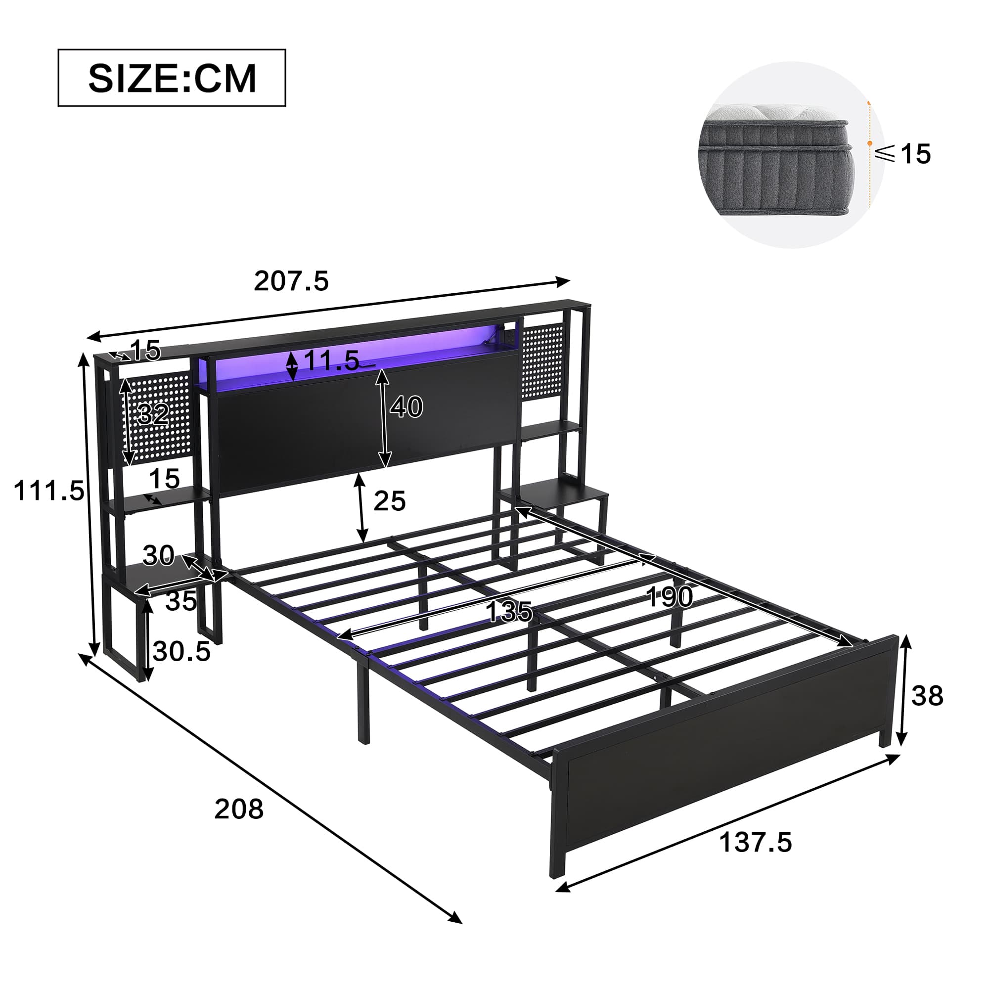 Tech-Ready LED Metal Bed Frame - image 3