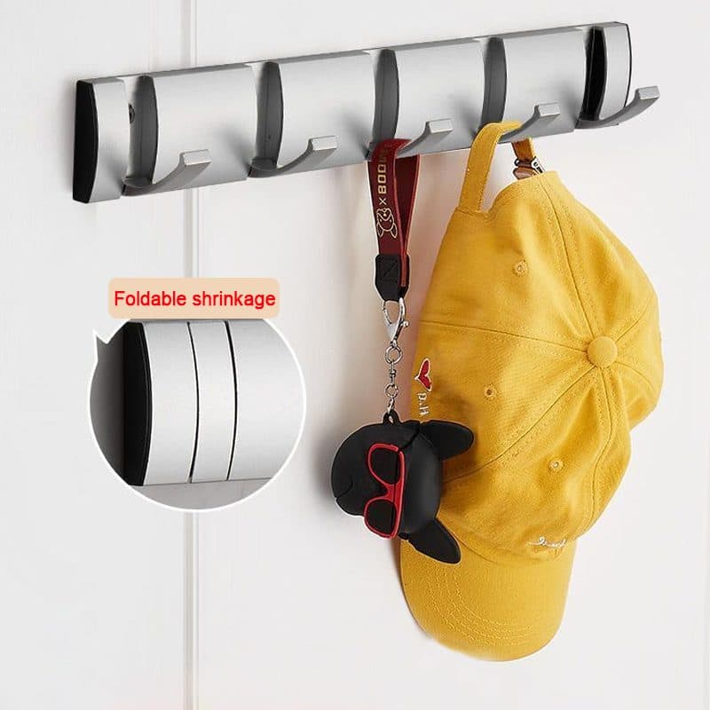 Wall Mounted Coat Rack with 5 Foldable Aluminium Hooks - Default