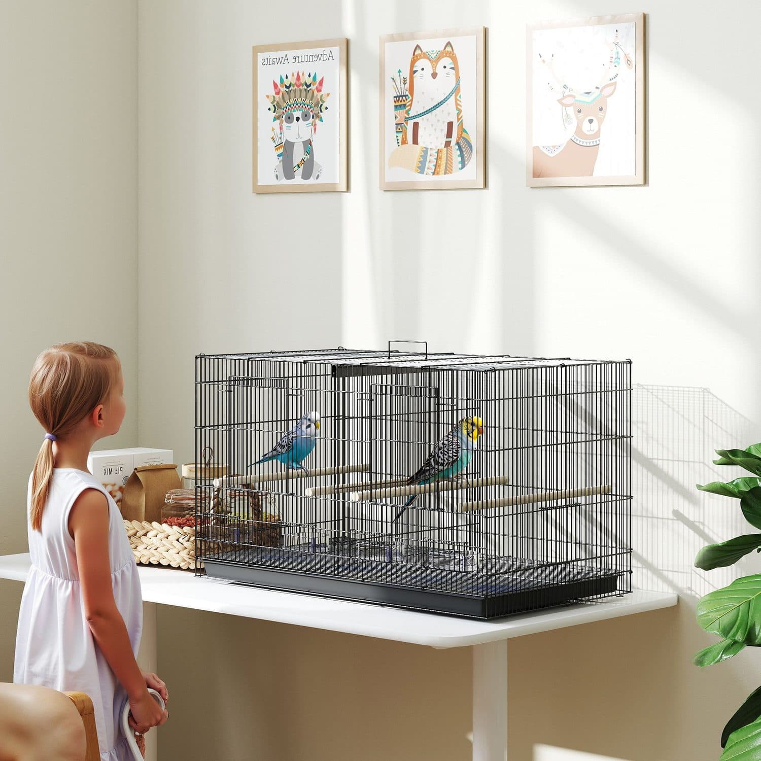 PawHut Divided Bird Cage for Budgies, Lovebirds and Canaries - image 2