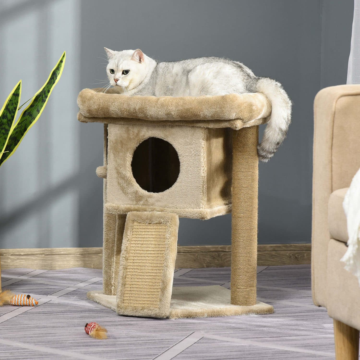 PawHut Cat Tree Tower for Climbing, Scratching and Play - image 4