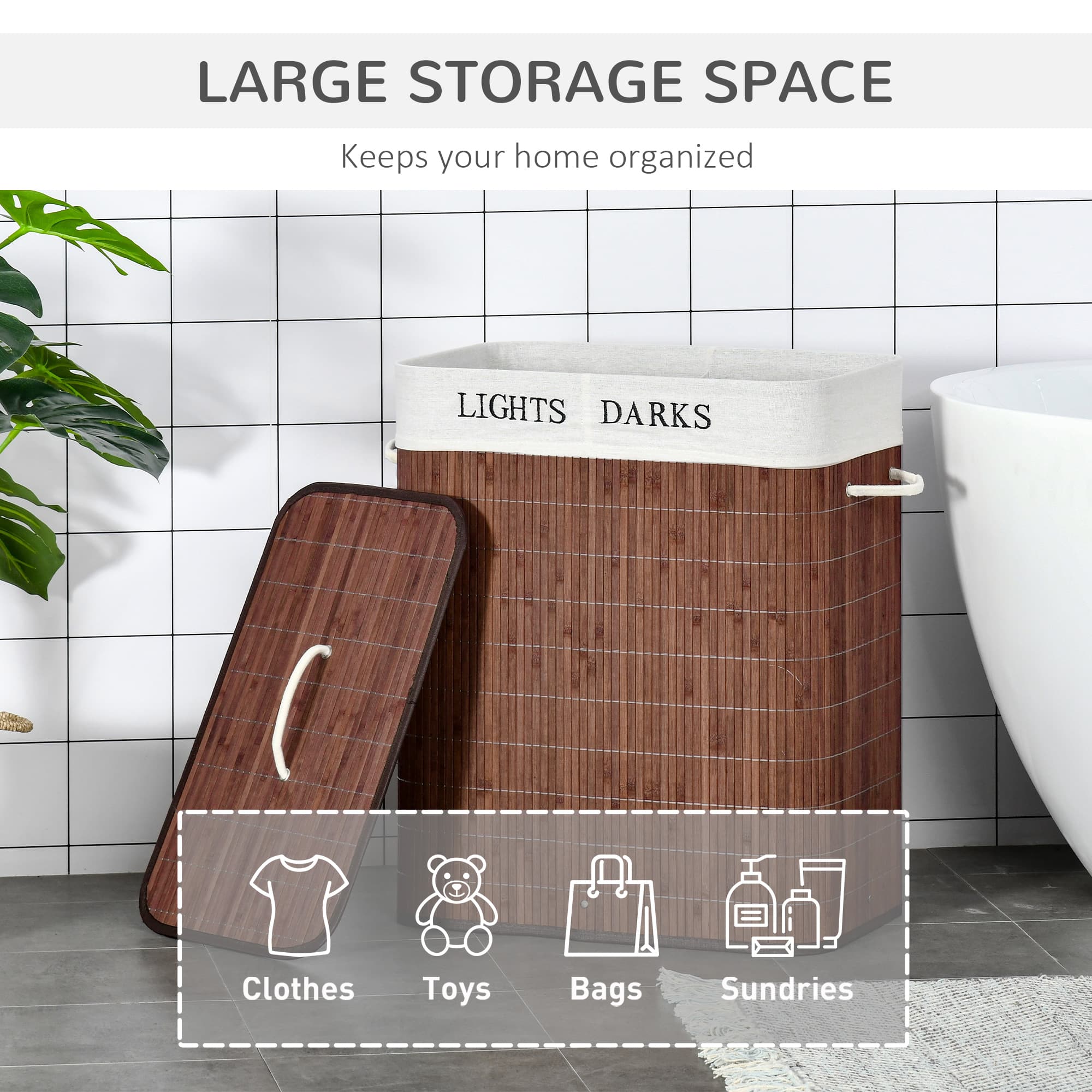 Two-Section Bamboo Laundry Hamper for Lights and Darks - image 3