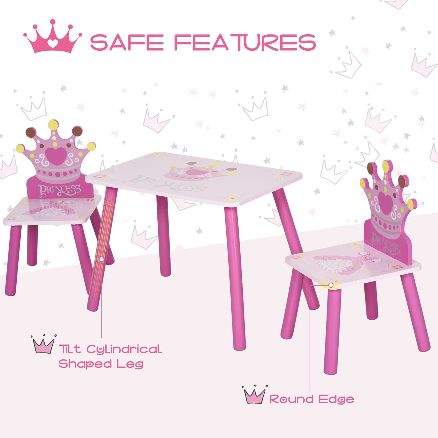 Pink Princess Kids Table and Chairs for Magical Playtimes - image 5