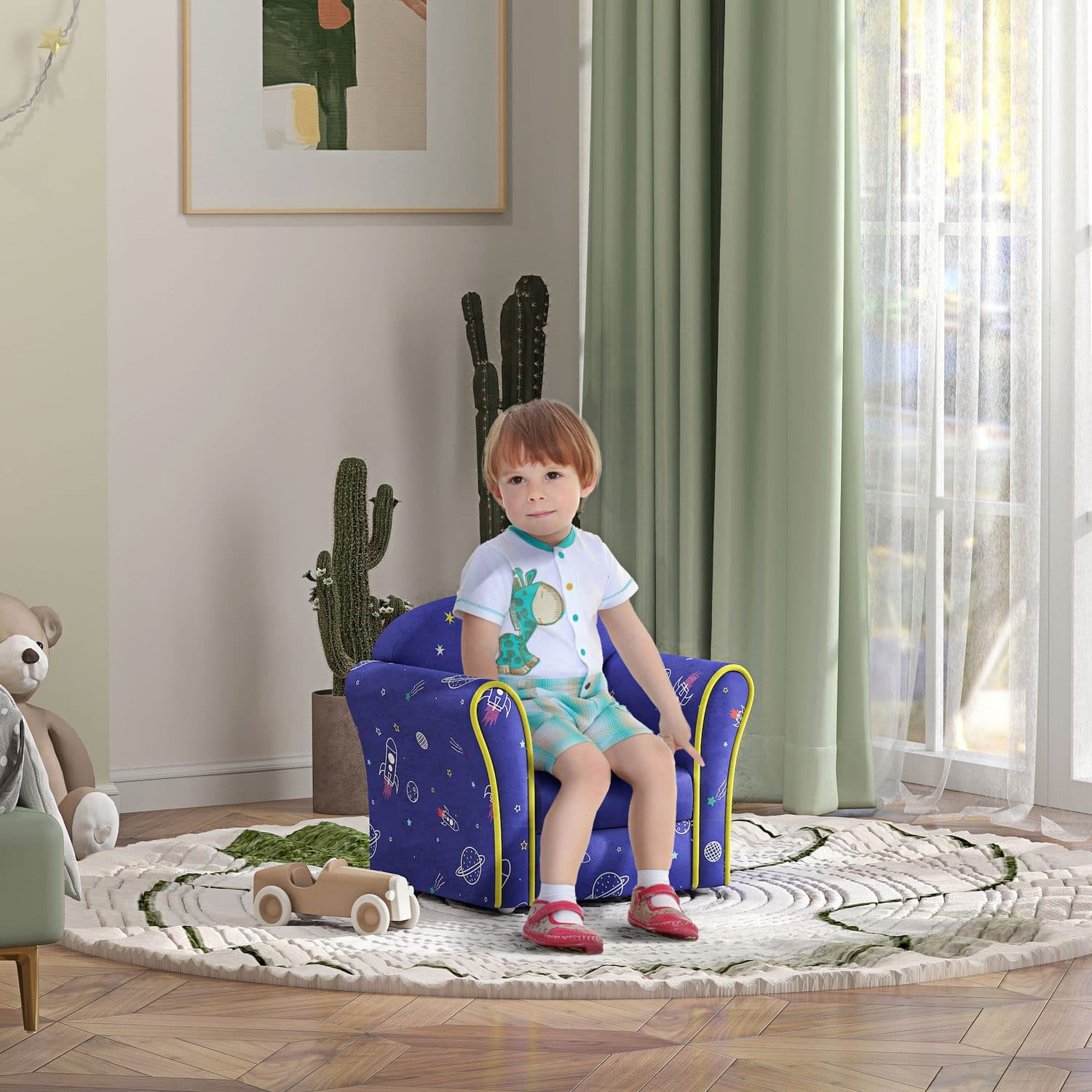 Blue kids armchair for cosy toddler reading corners - image 5