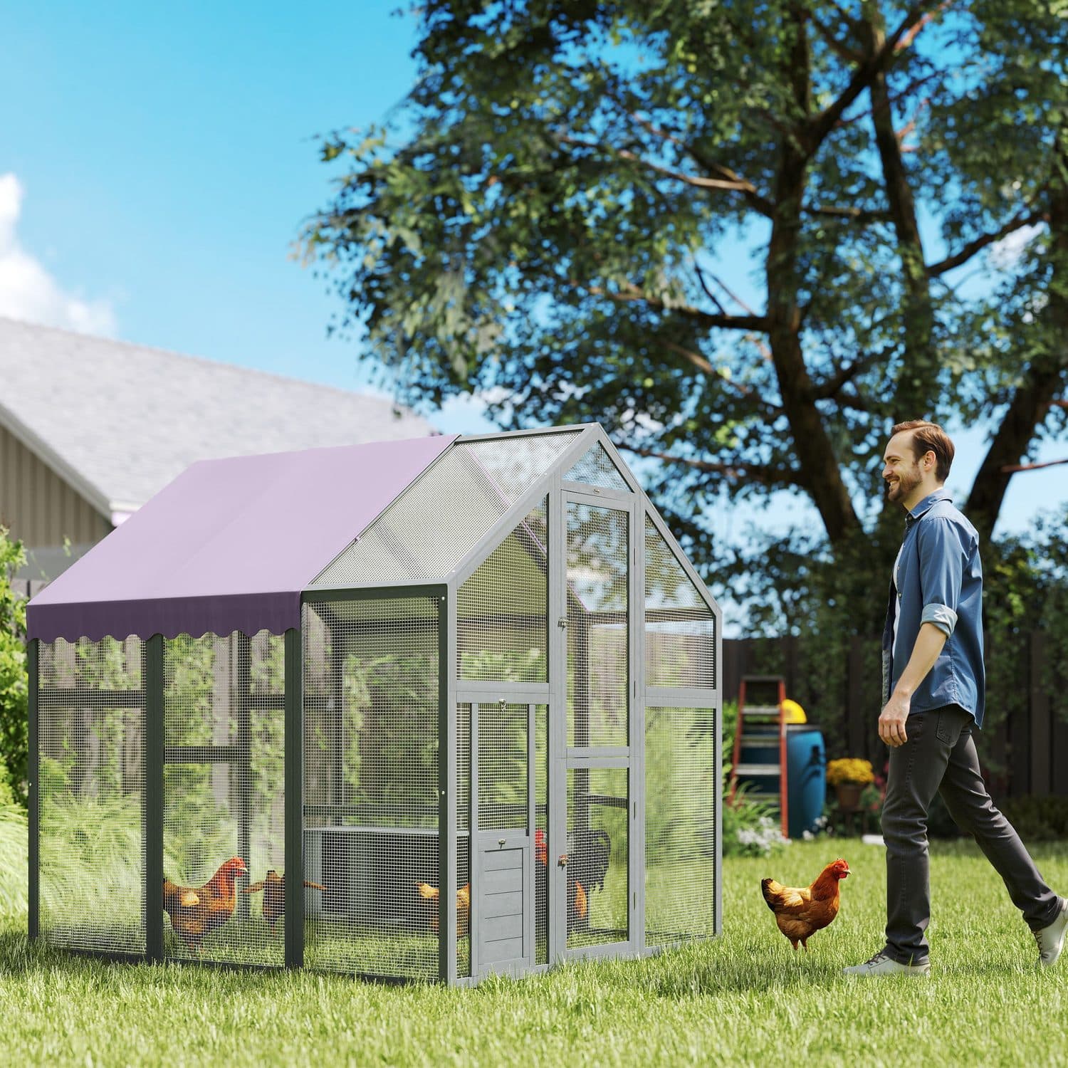 PawHut Walk-In Chicken Run With Waterproof & Anti-UV Cover - image 2