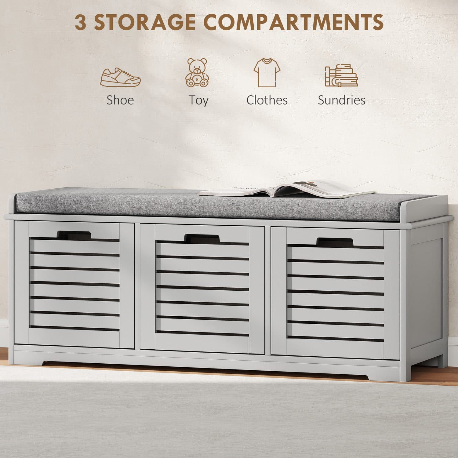 Grey Shoe Storage Bench - image 2
